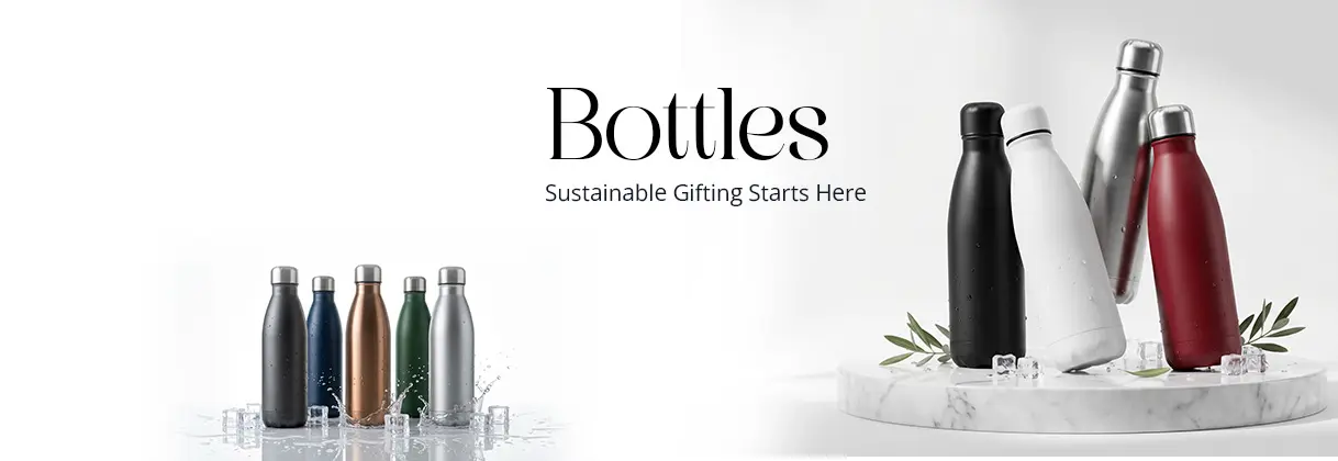 Logo printed custom water bottles for employee gifts and corporate branding in India