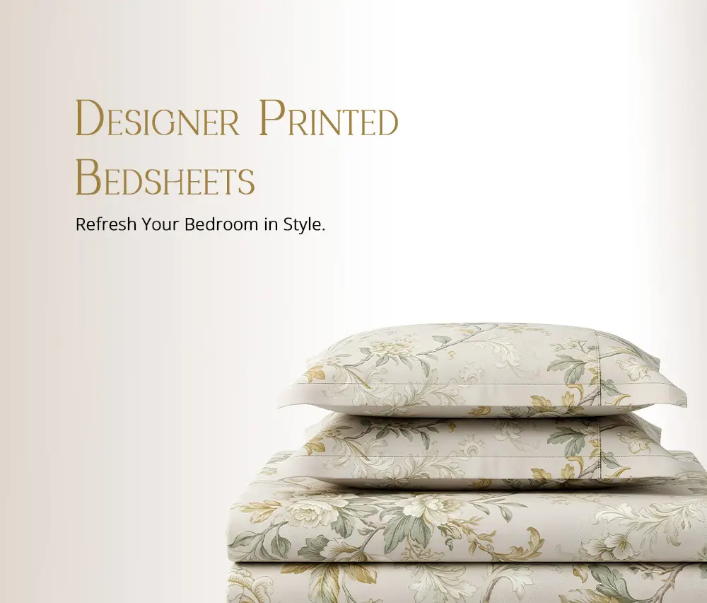 Designer printed bed sheets bedding set with floral cotton design