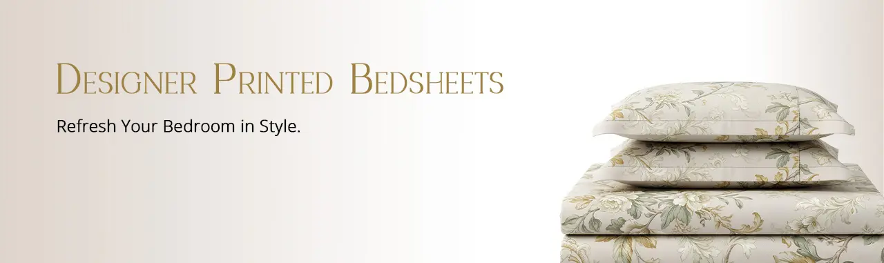 Designer printed bed sheets in cotton with elegant floral bedding design