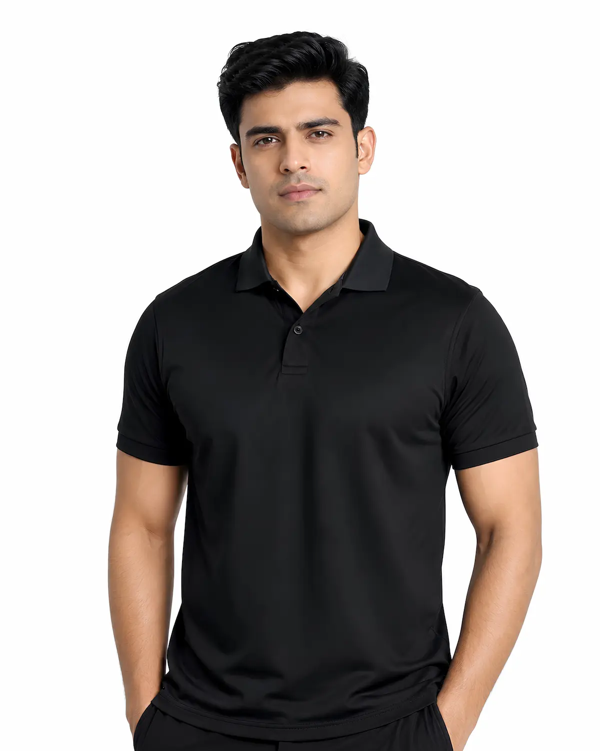 Black plain polo t shirt for men for custom branding
