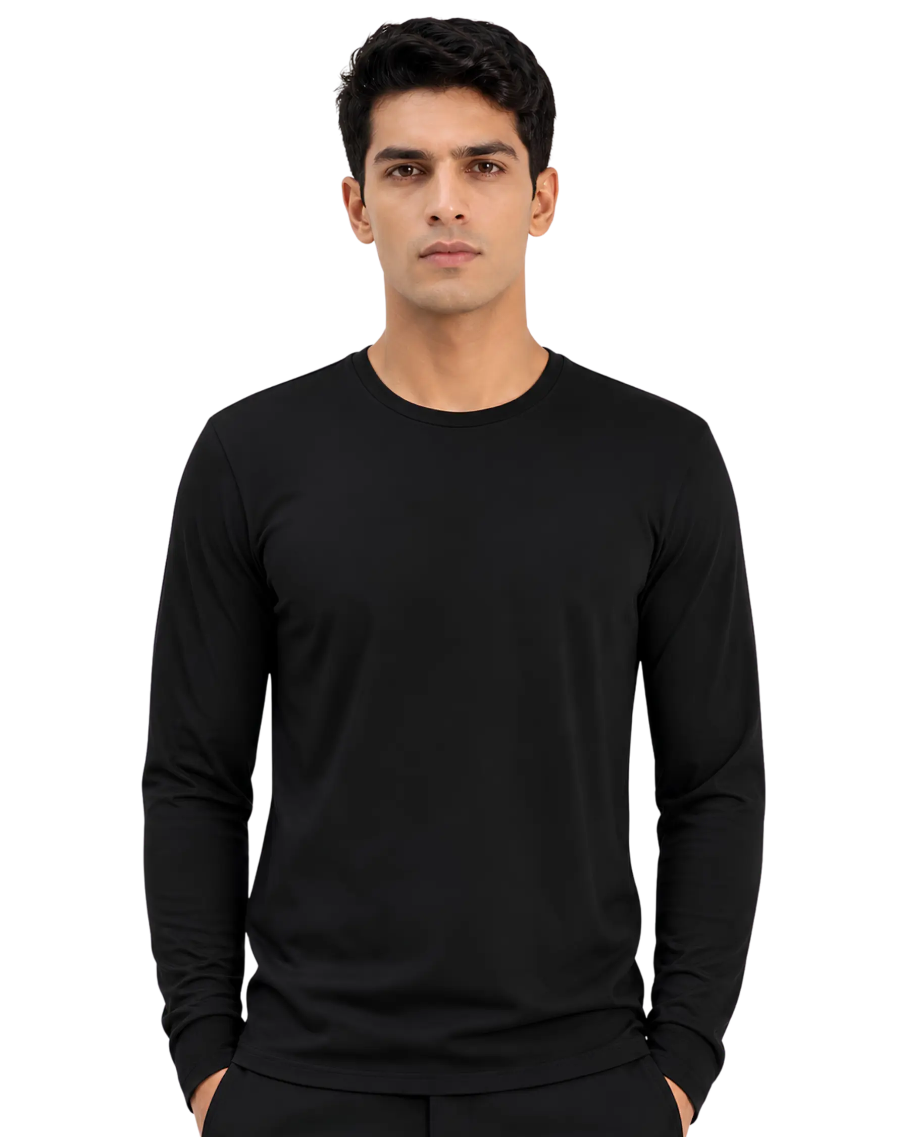 Round Neck Full Sleeves T Shirts for Custom Business Branding - Detail view