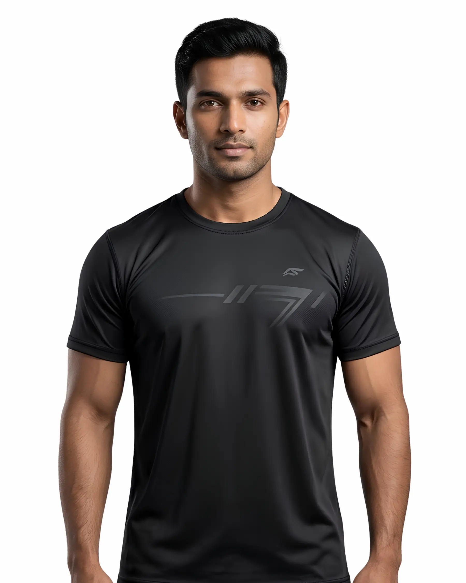 Premium Black Round Neck Polyester T Shirt for Men with Custom Logo Printing, Corporate Uniform and Bulk Orders
