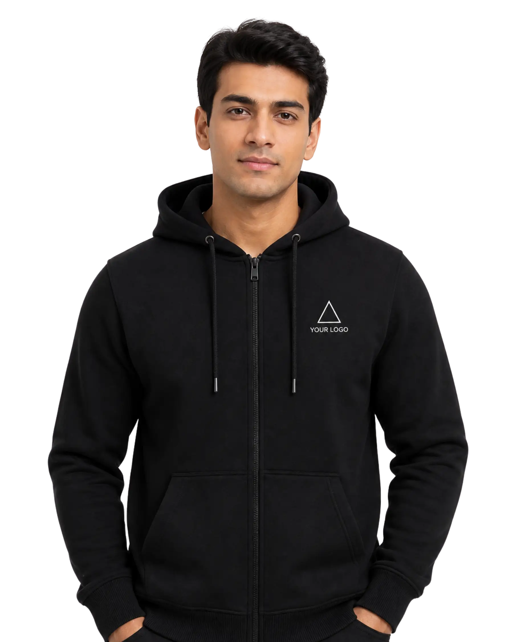 Zipper Hoodies for Men – Custom Embroidered Zipper Hoodie - Detail view