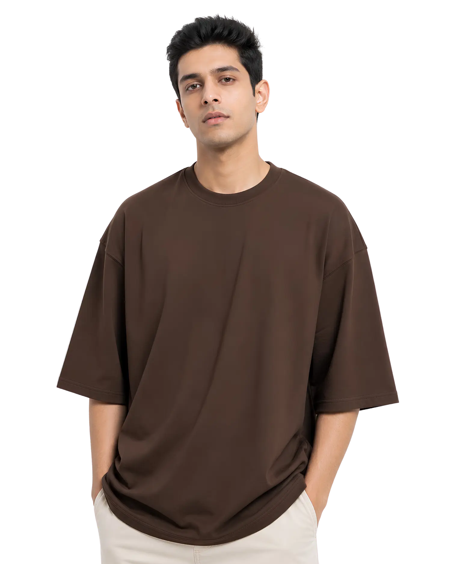 Brown plain oversized t shirt for men for custom business apparel