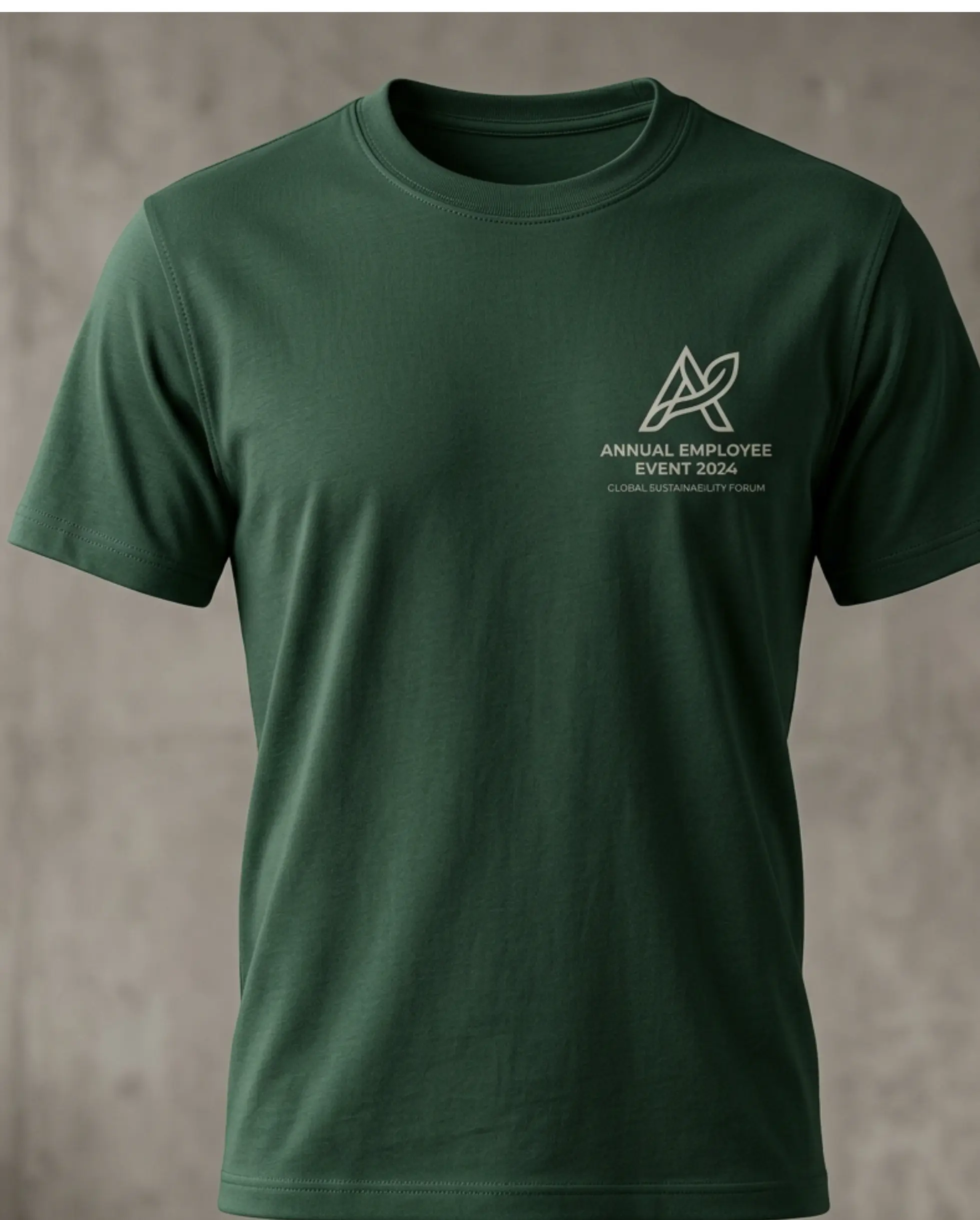 Green Corporate Event T Shirt with custom logo printing for employee onboarding, corporate promotions and team wear