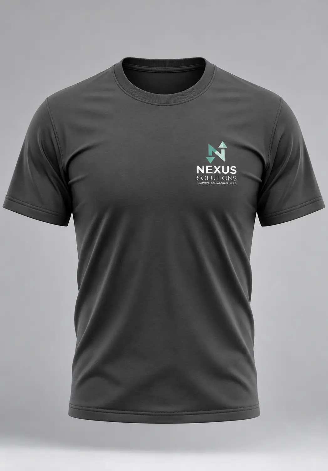 Grey Corporate Branded T Shirt with custom company logo for employee uniforms corporate merchandise and promotional branding in bulk