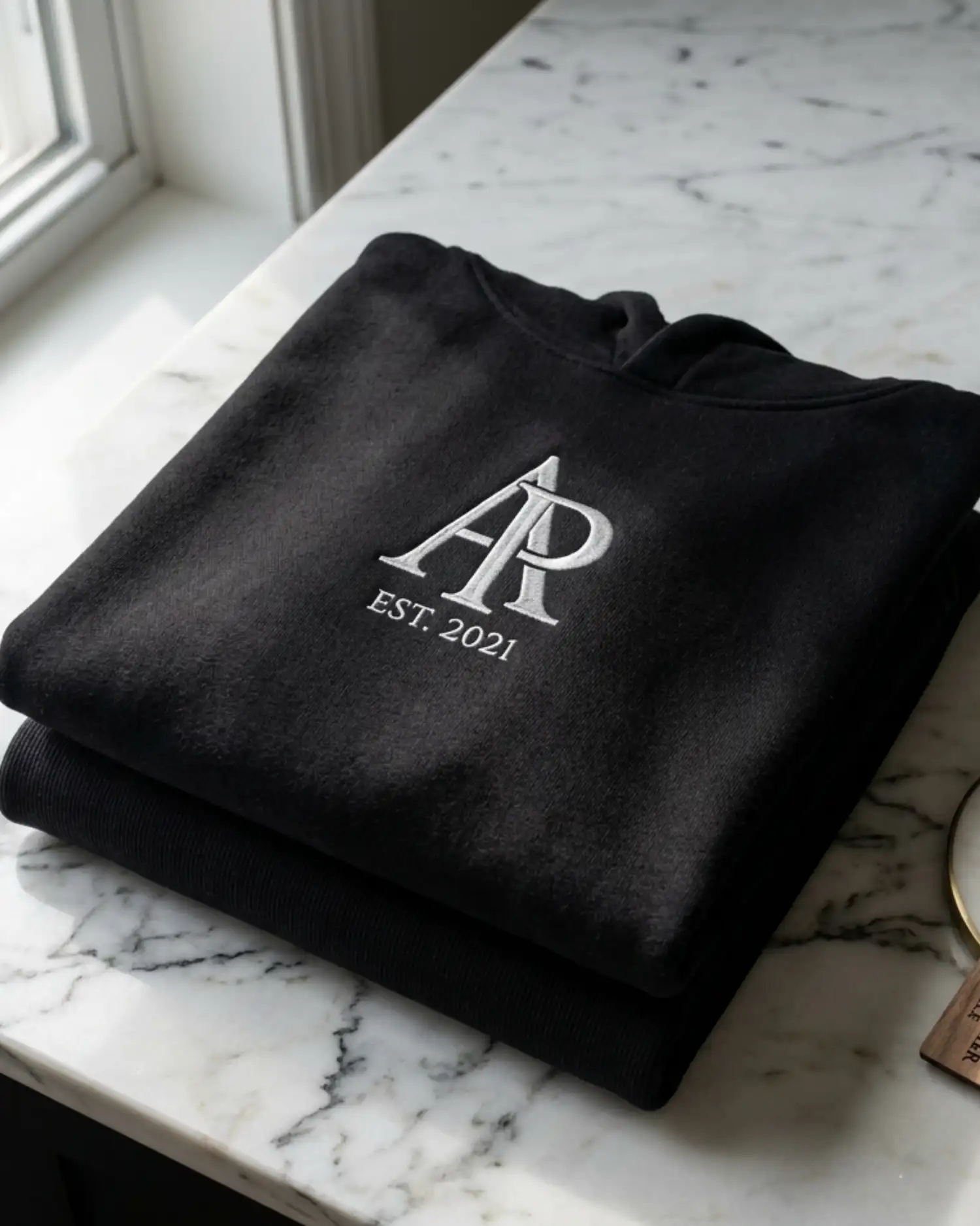 Custom Embroidered Hoodies India with Logo – Black, Grey & Navy - Detail view