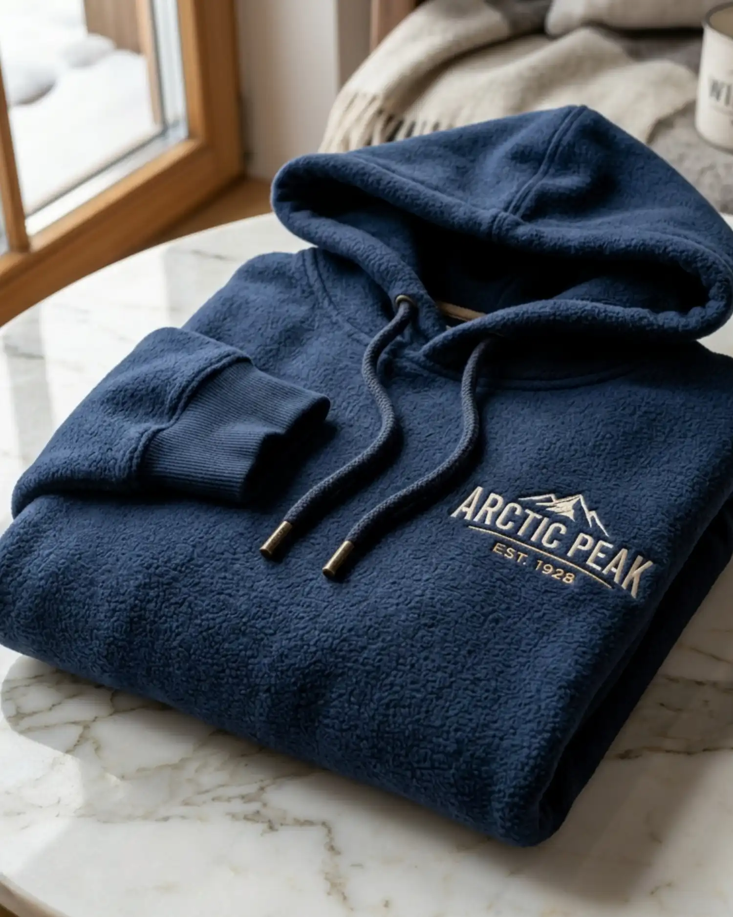 Navy custom embroidered hoodie with logo embroidery