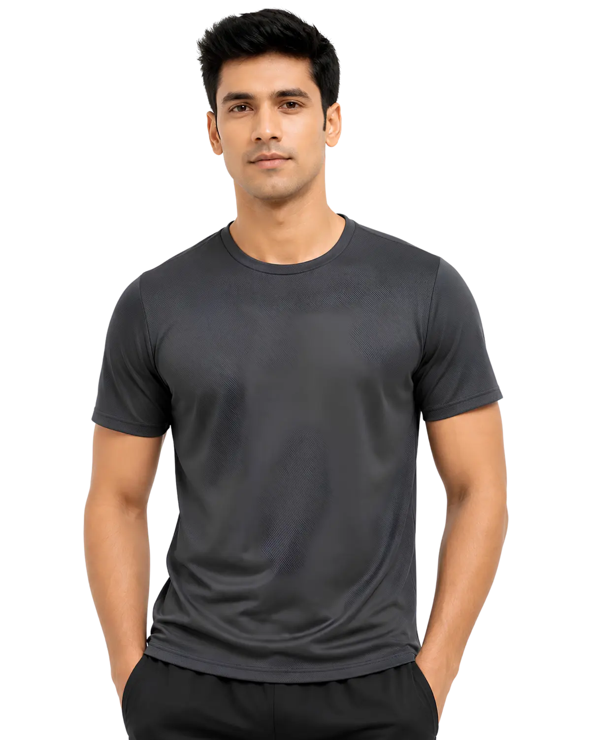 Dark grey dry fit t shirt for men