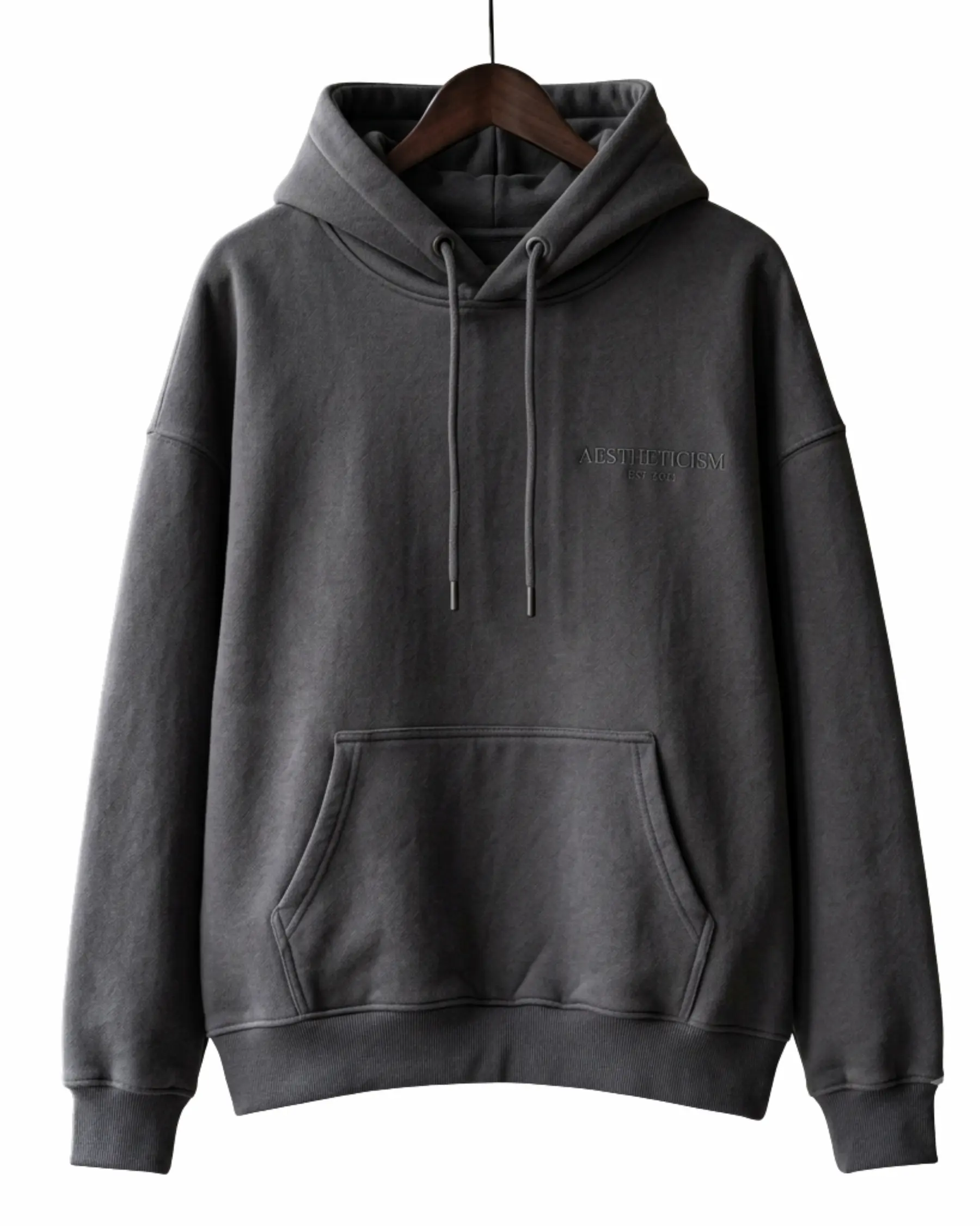 Dark grey oversized hoodies for women with embroidered personalized branding