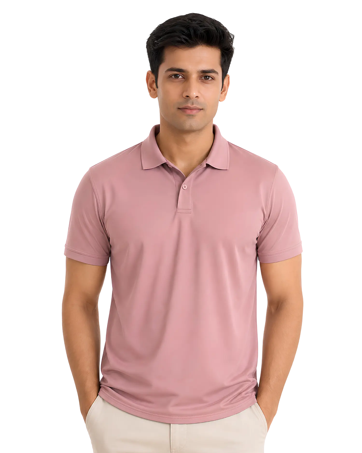 Dusty pink polo collar t shirt for men