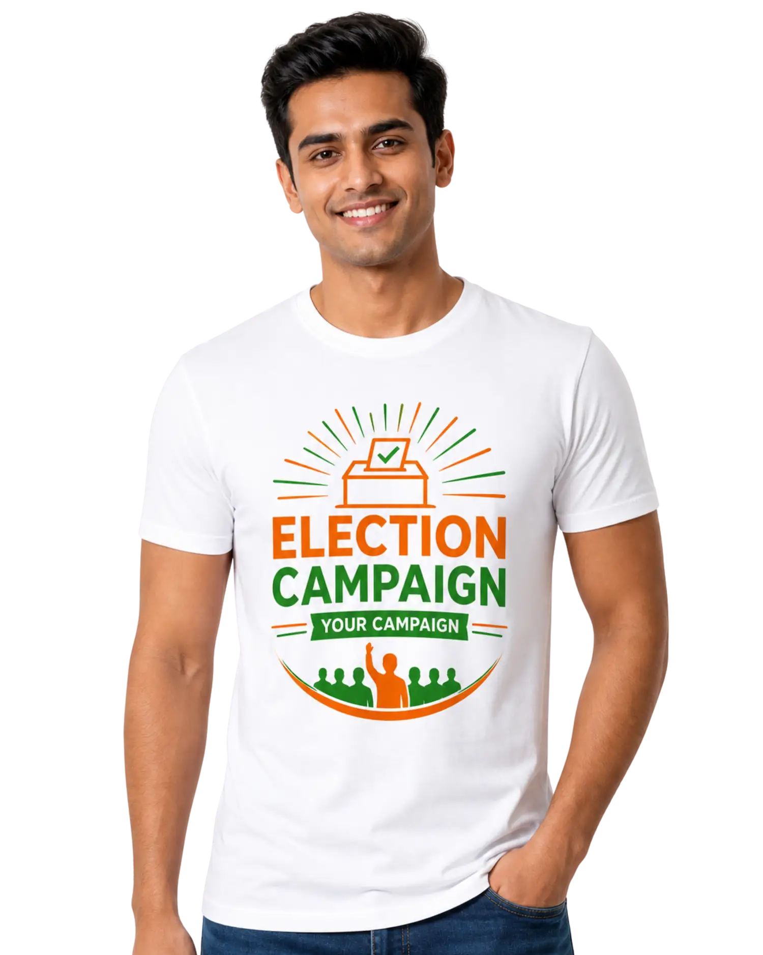 Election campaign t shirt in white with printed election design