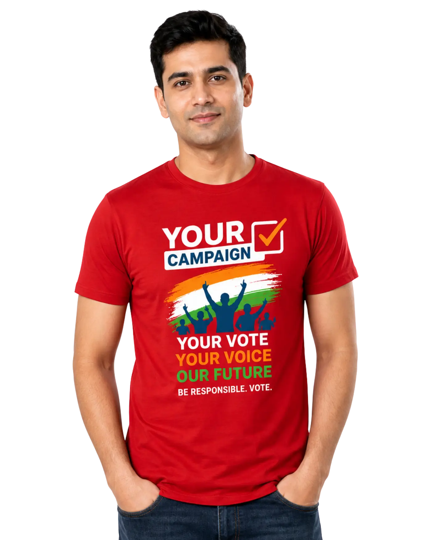 Election t shirt in red with custom election campaign design