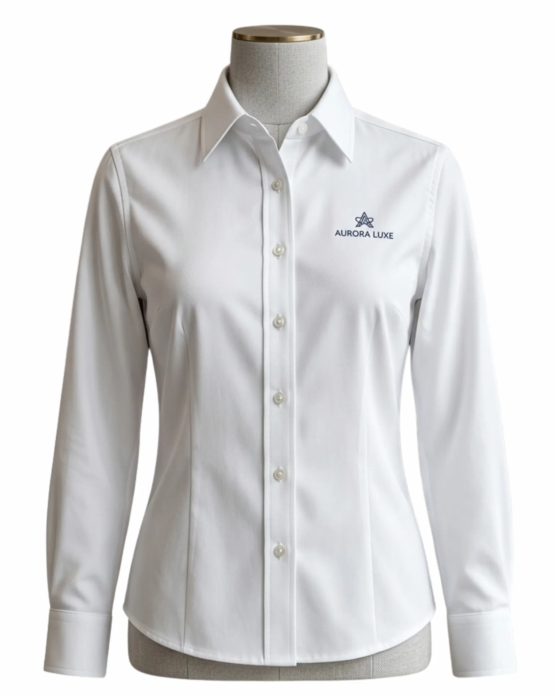 Embroidered shirts womens India in white with embroidered collar and chest logo