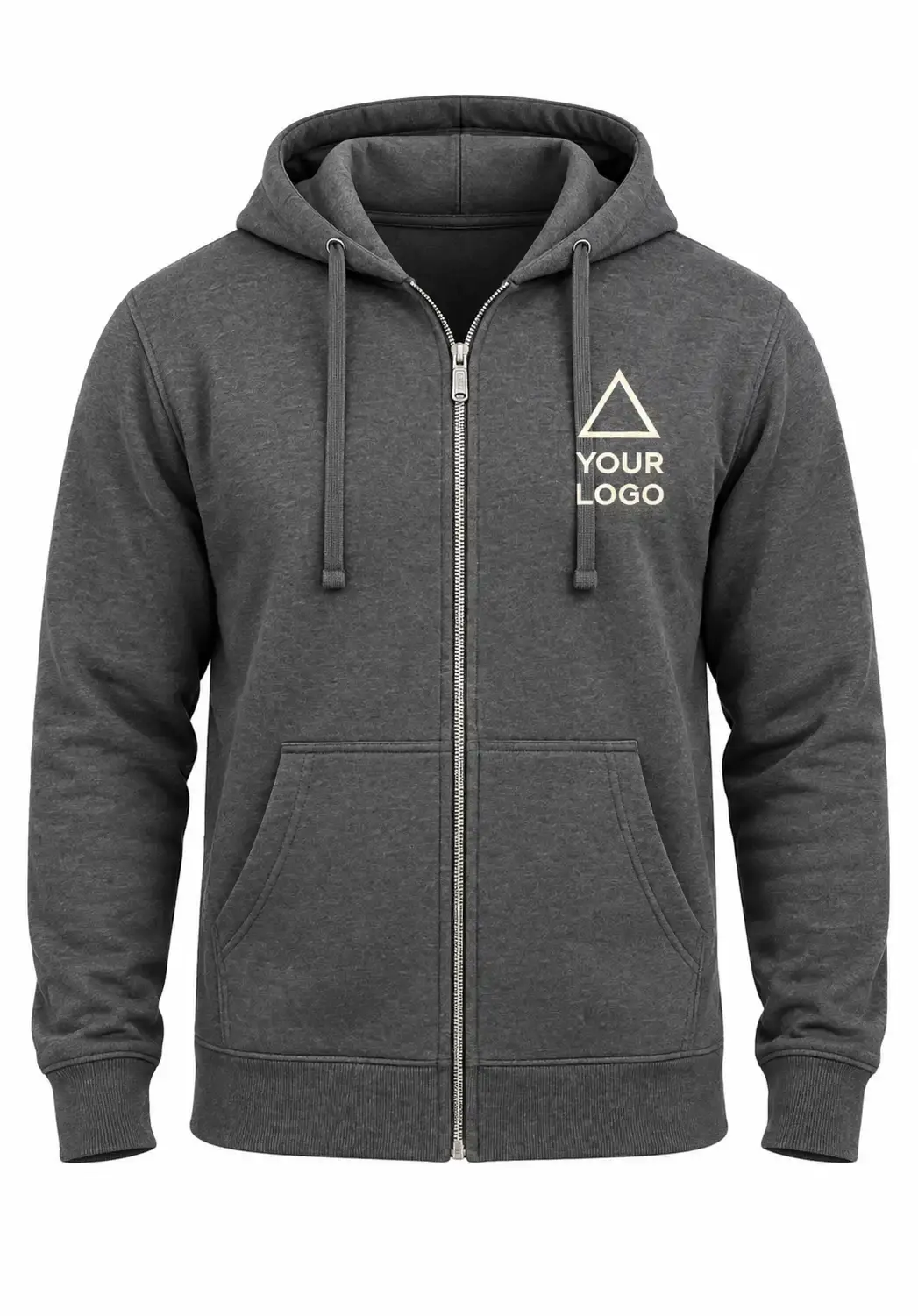 grey hoodie zipper custom logo in bulk