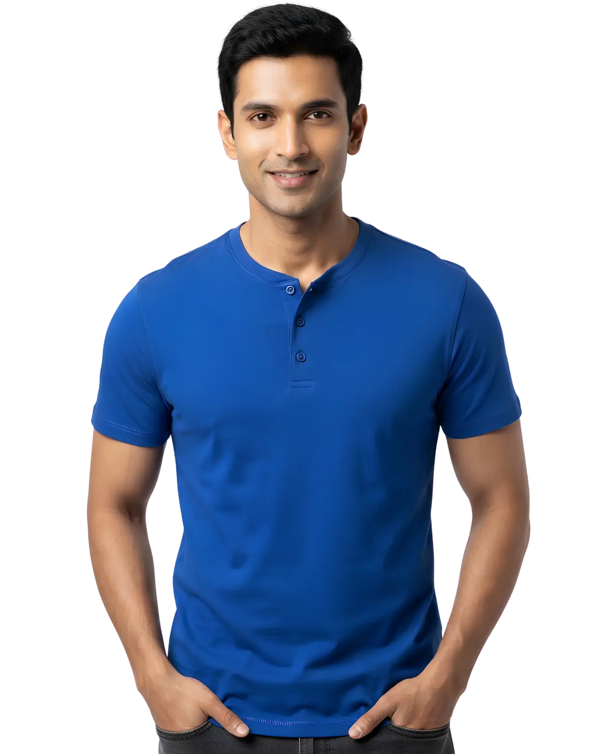 Royal blue henley t shirt half sleeve for men