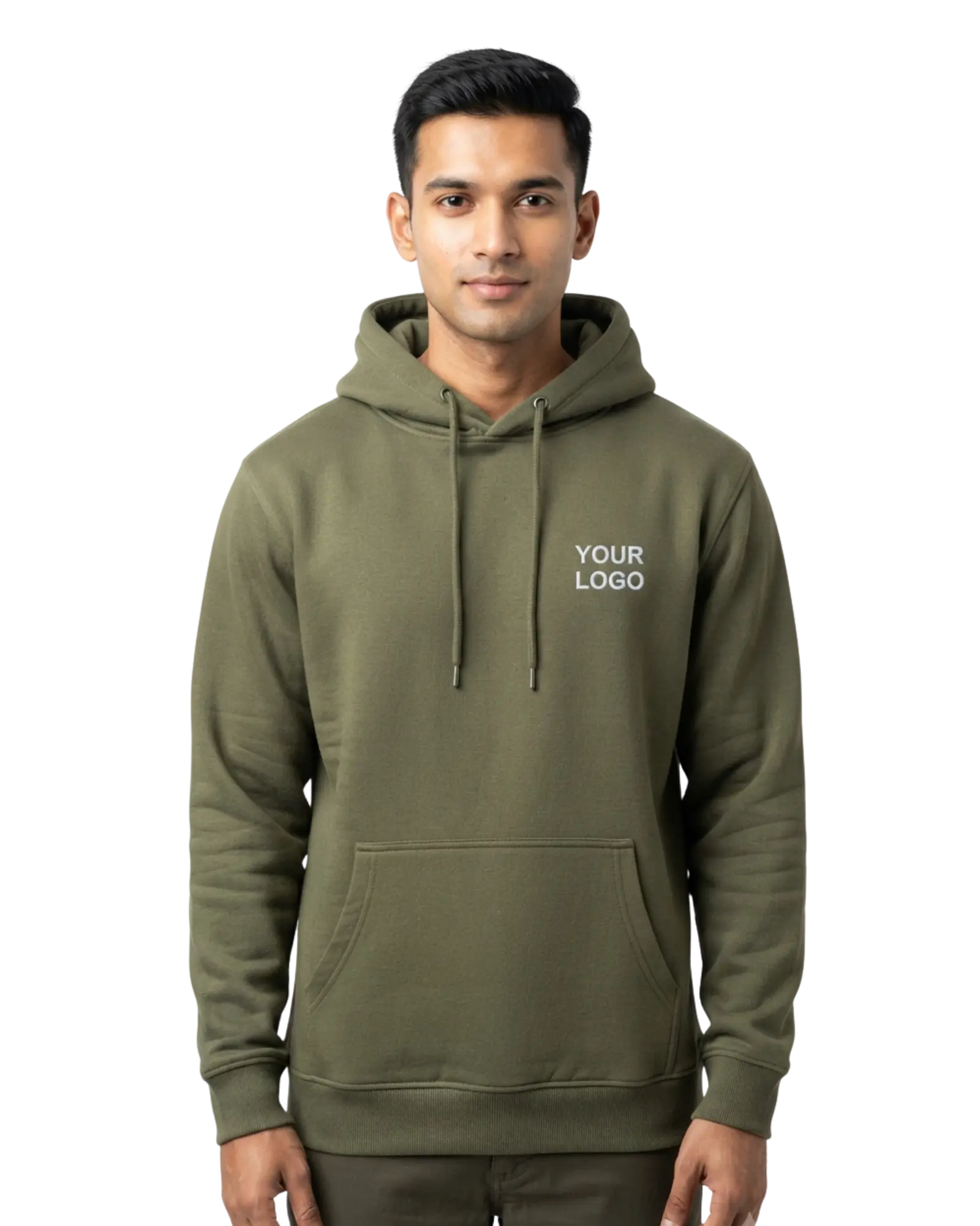 high quality custom embroidered hoodies olive green