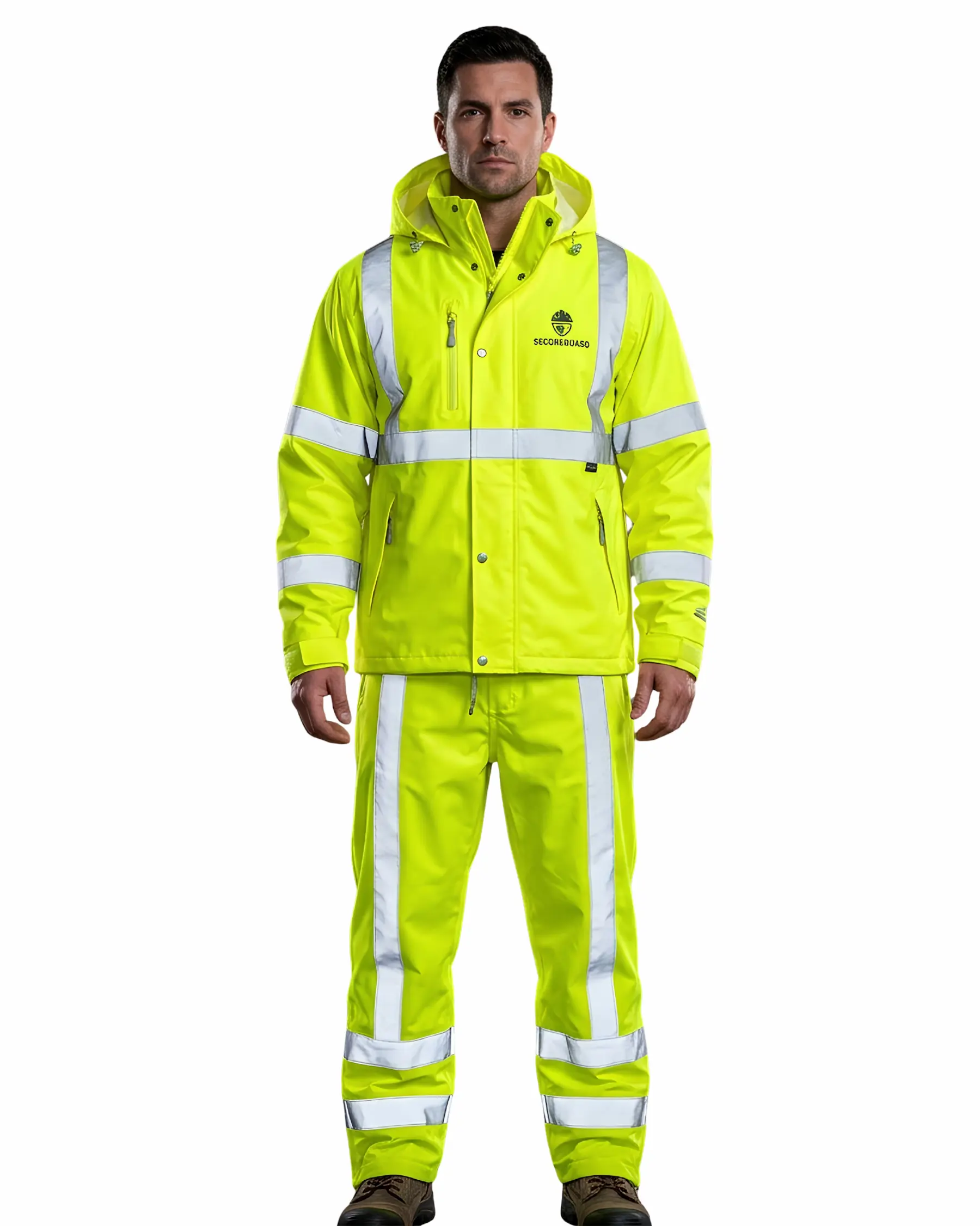Custom Reflective Rain Suits in Navy Blue & Hi-Vis Yellow