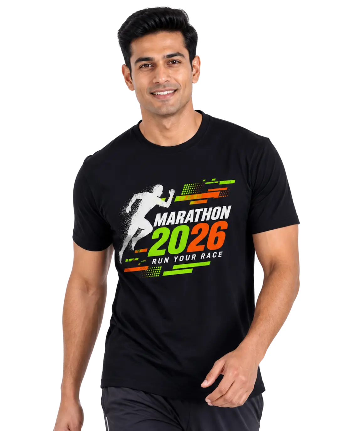marathon running t shirt black