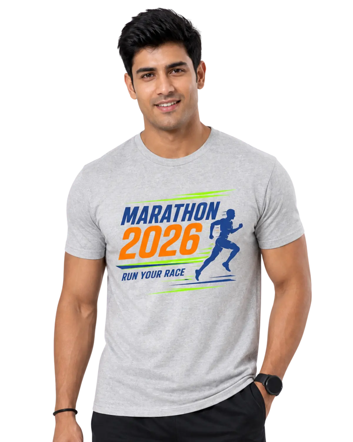 marathon t shirt grey running t shirt for men