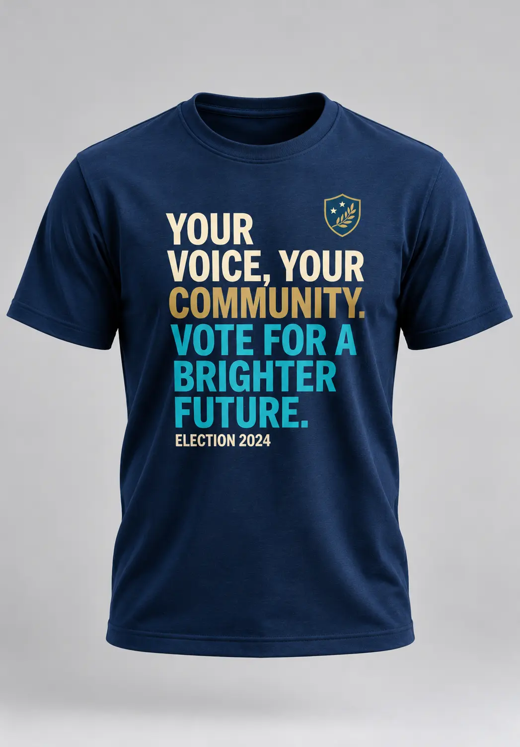 Men's Election T Shirts in blue for political campaigns, election rallies and party workers with custom slogan printing for any event and campaign