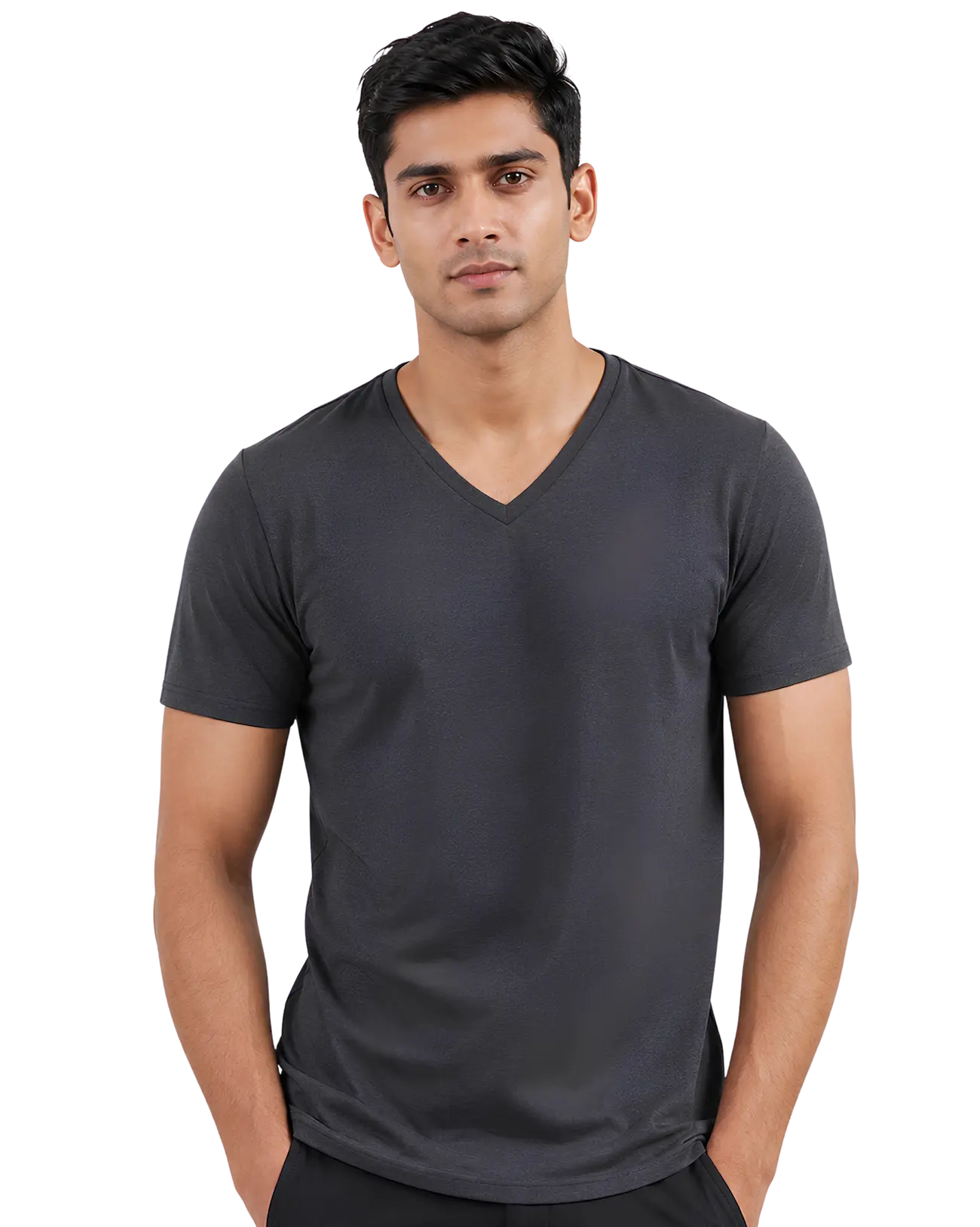 Men's V Neck T Shirt in Charcoal Grey for Corporate Team Wear
