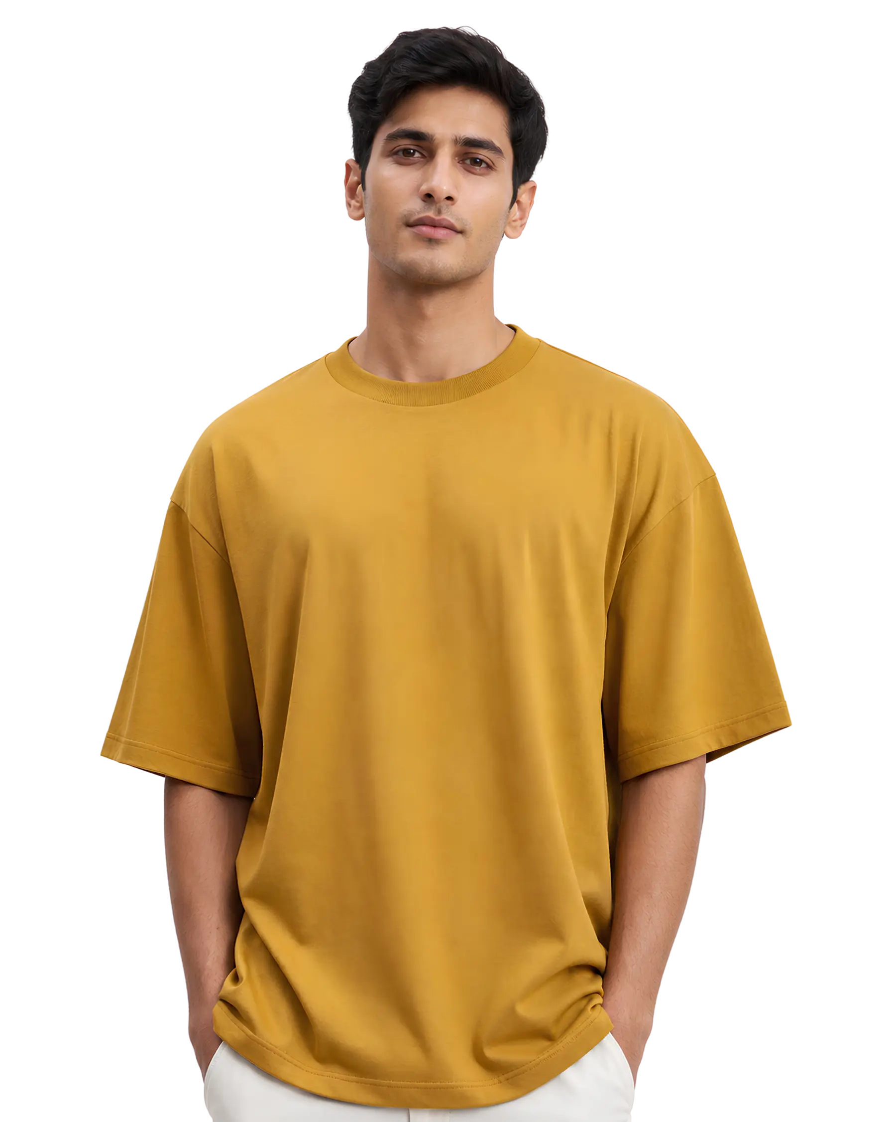 Mustard yellow colour oversized t shirt for men for bulk branding