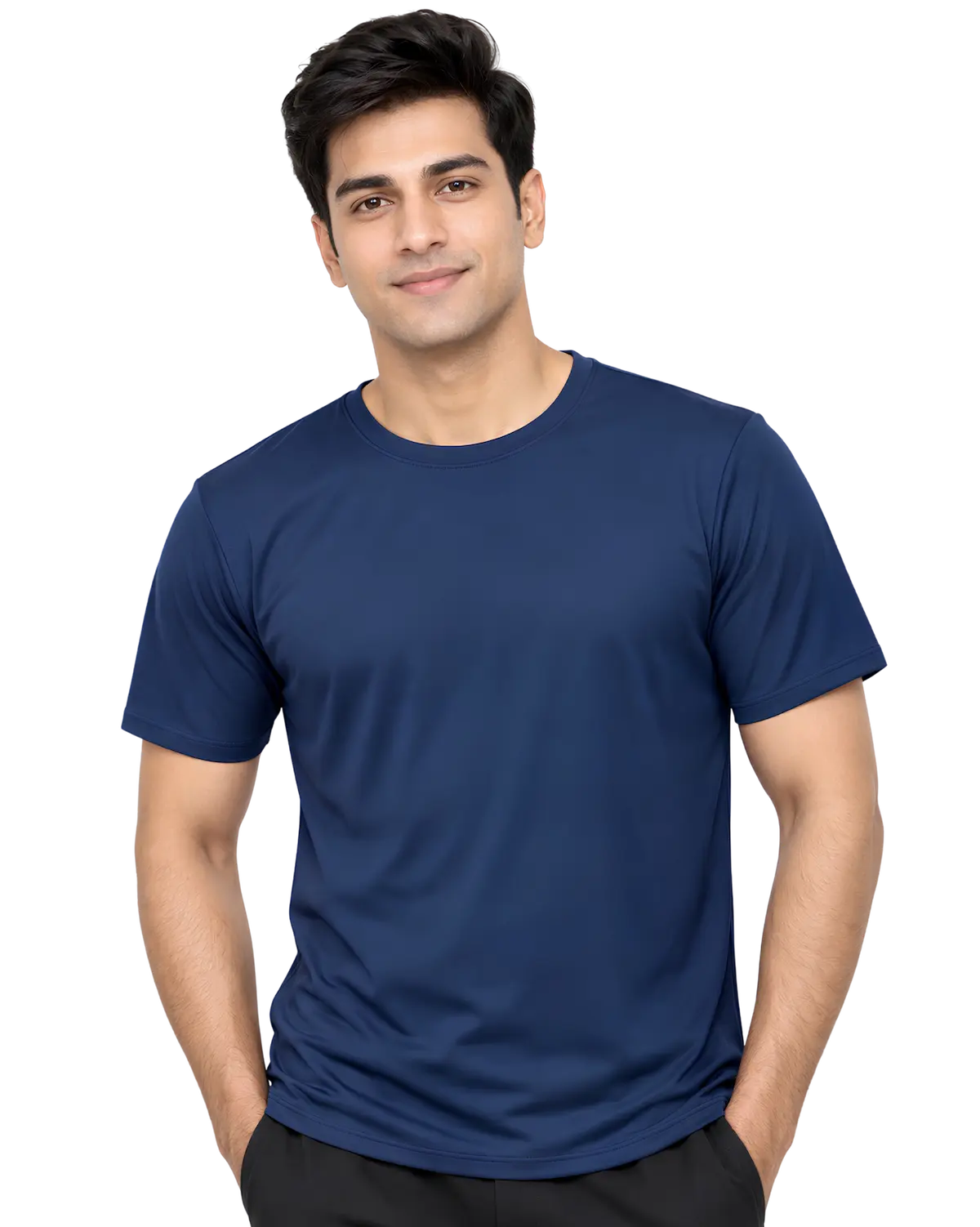 Navy blue polyester t shirt for men