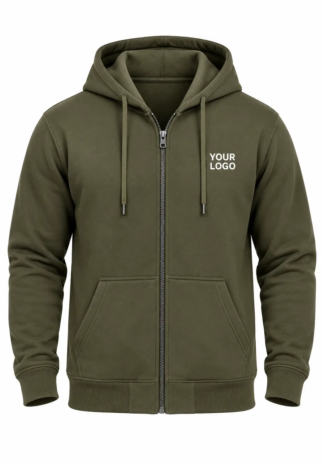 olive green zipper hoodie for men for corporate or employee gifting