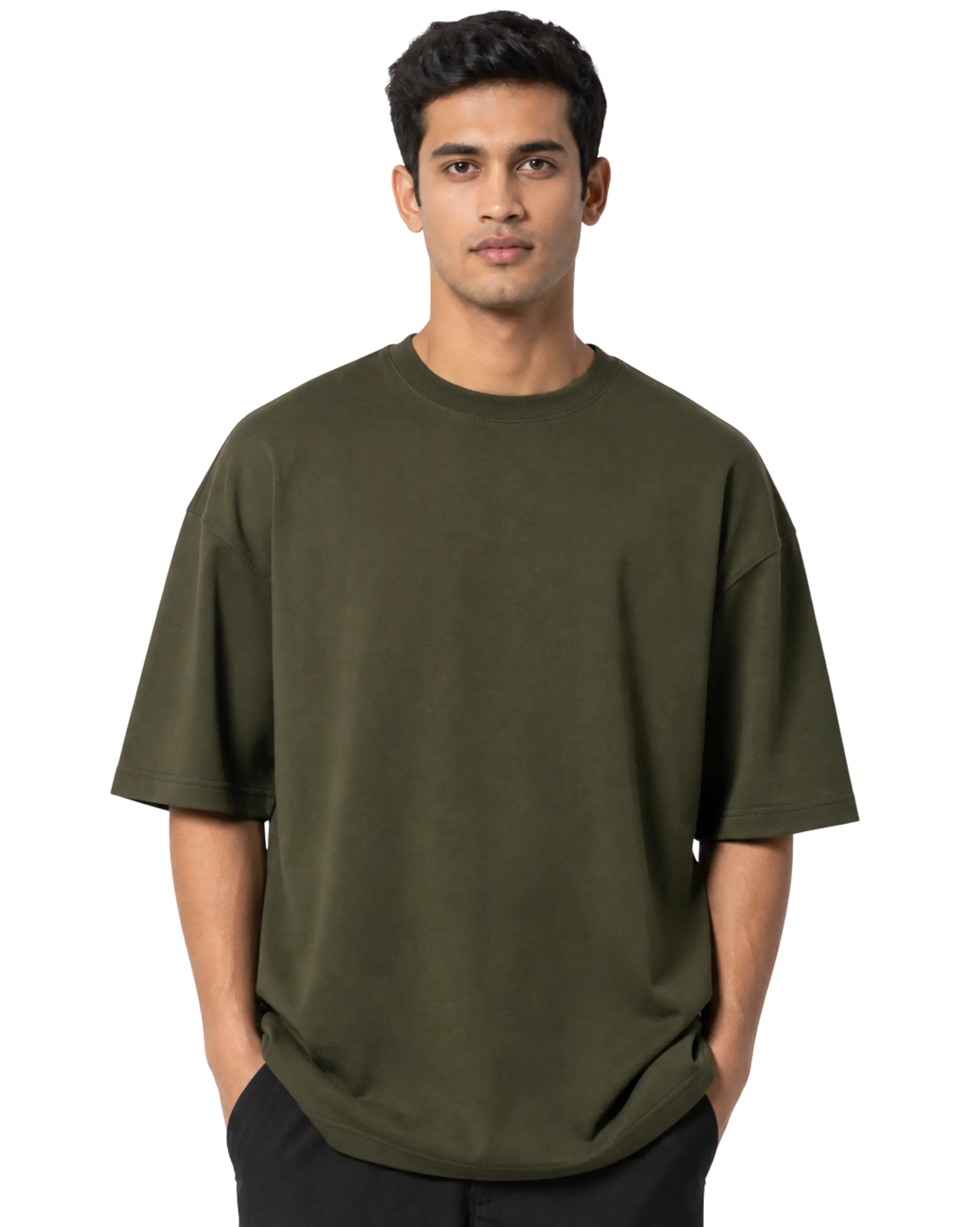 Olive green oversized t shirt for men for custom branding