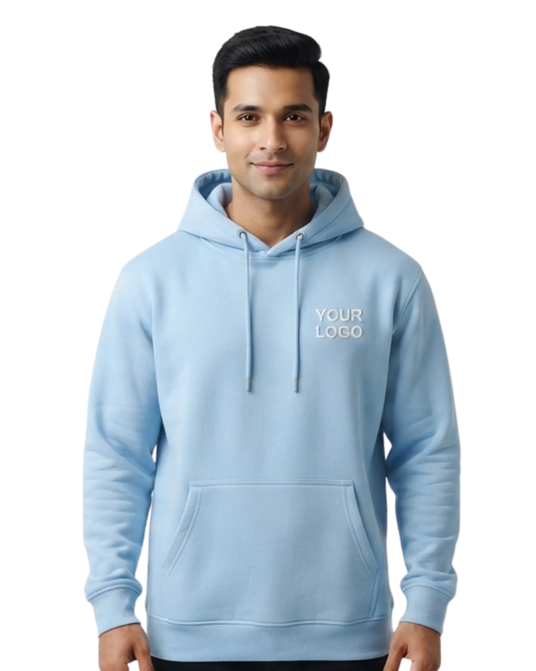 personalised embroidered logo hoodie sky blue