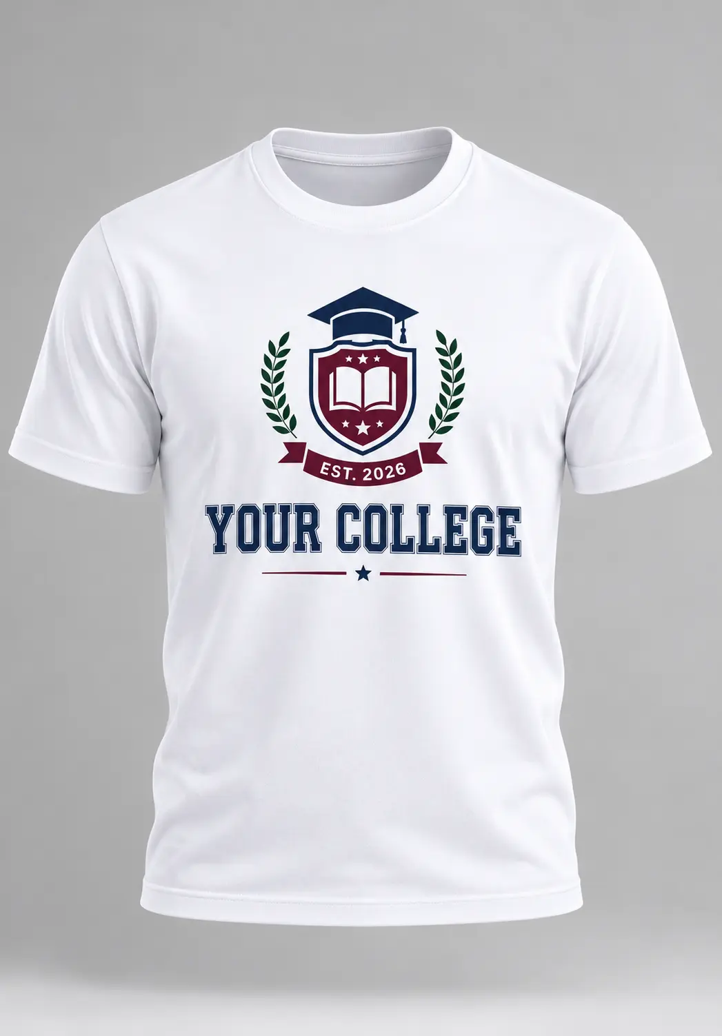 White personalised name tshirt or college t shirt design for students and college events