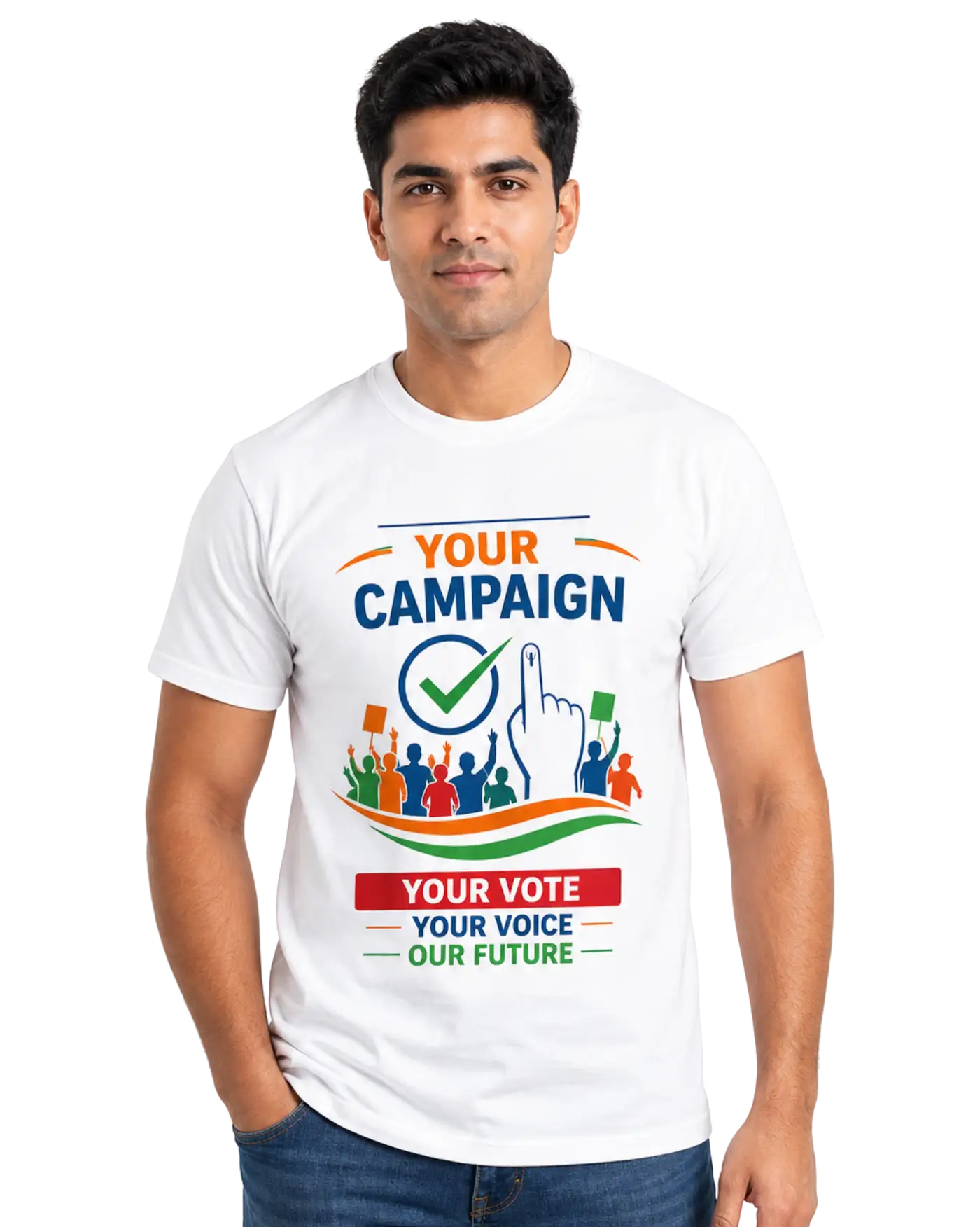 Political white shirt with printed election campaign design
