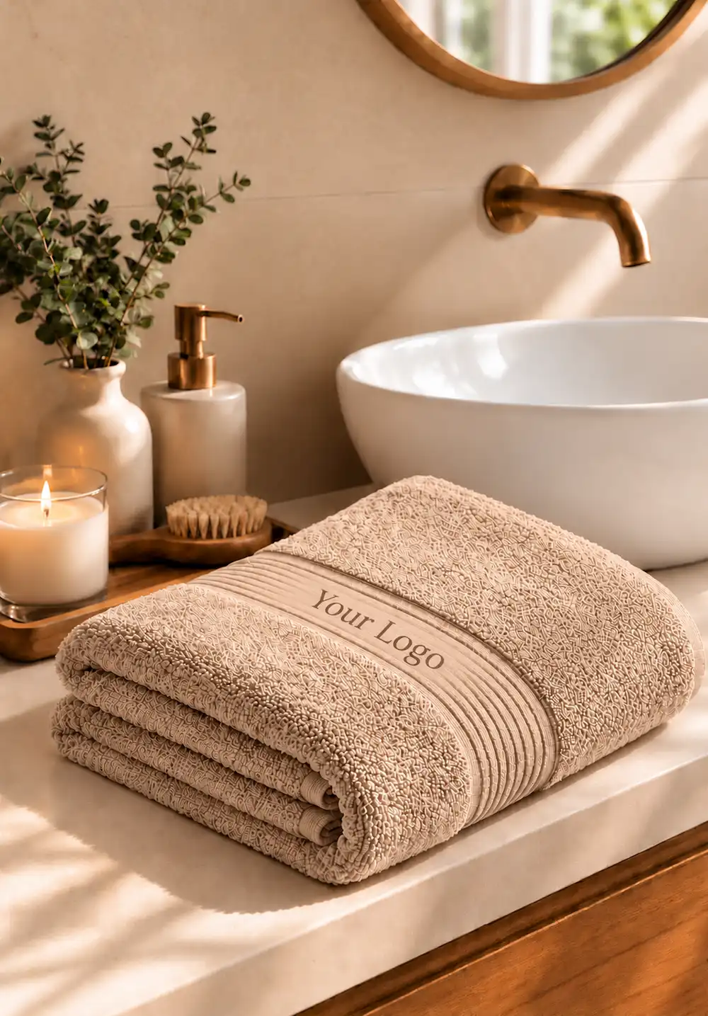 Premium bath towel with custom logo branding
