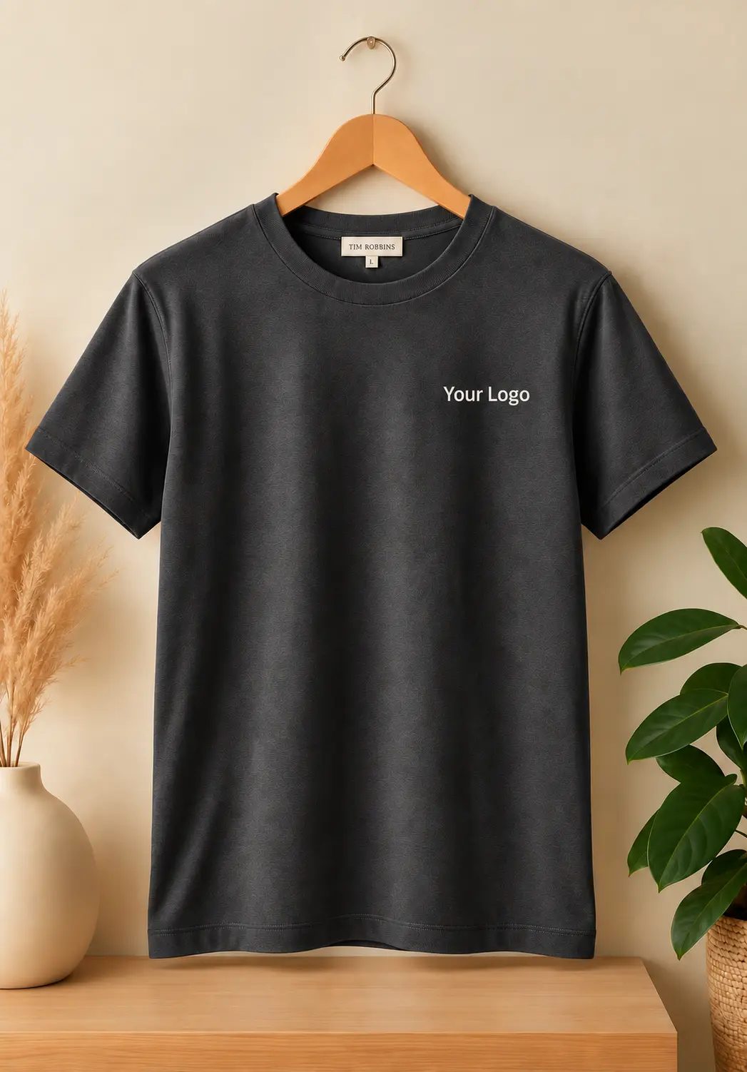 Premium charcoal grey round neck t shirt for men