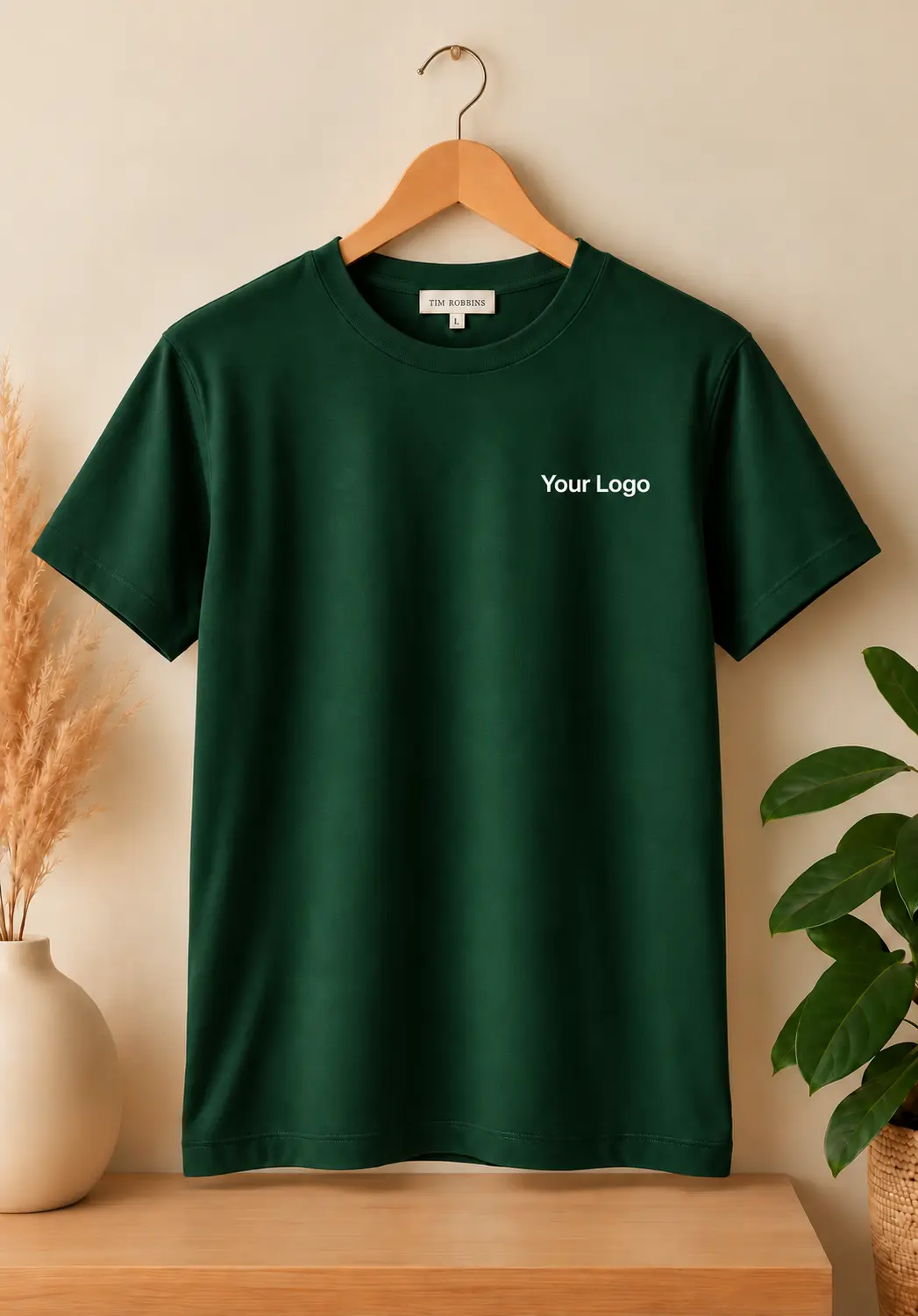 Premium forest green round neck t shirt for men
