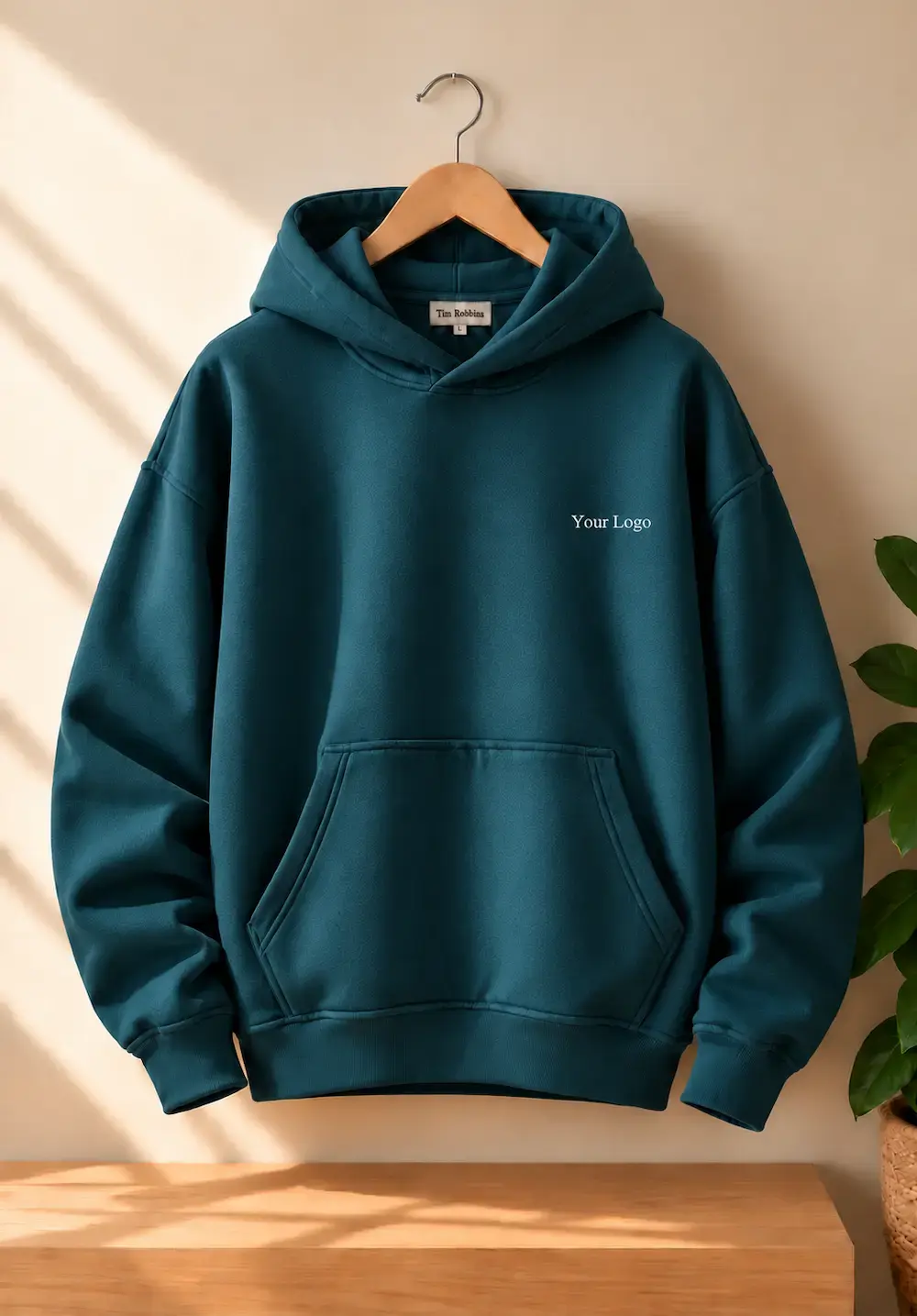 Premium teal blue hoodie for men with comfortable pullover design