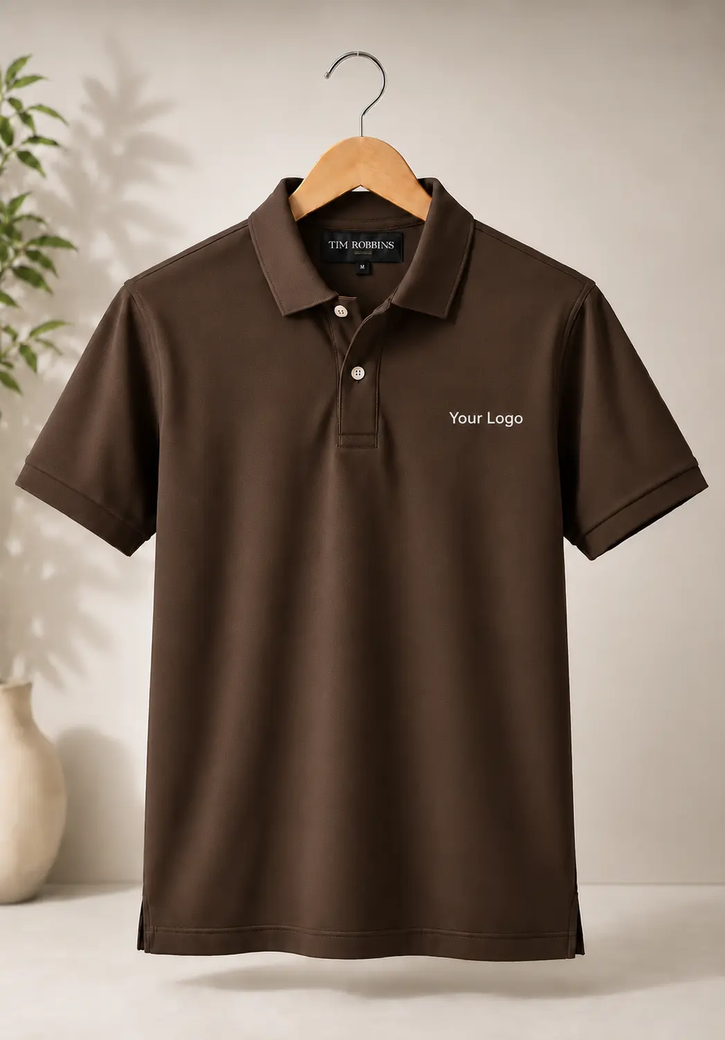 Premium mocha brown polo t shirt for men with classic collar design