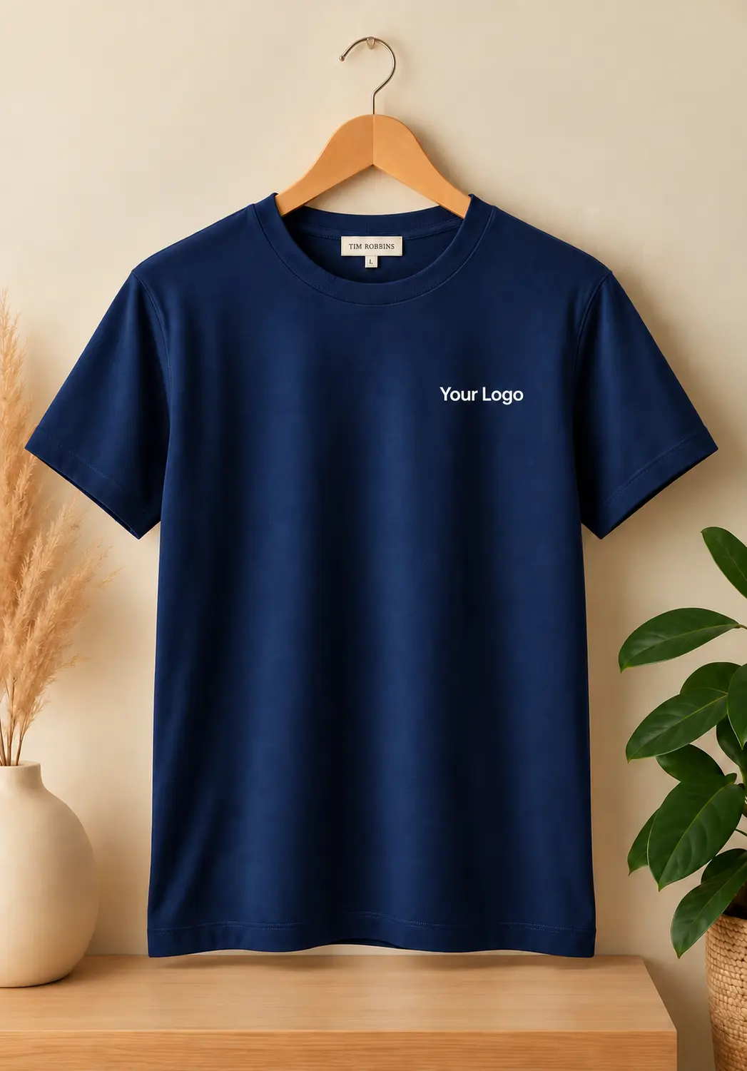 Premium navy blue round neck t shirt for men