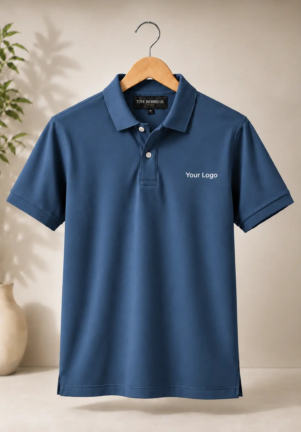 Premium steel blue polo t shirt for men with classic polo collar