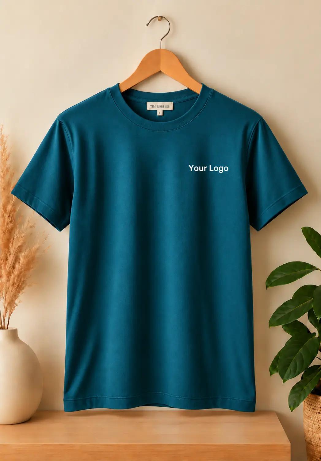 Premium teal blue round neck t shirt for men