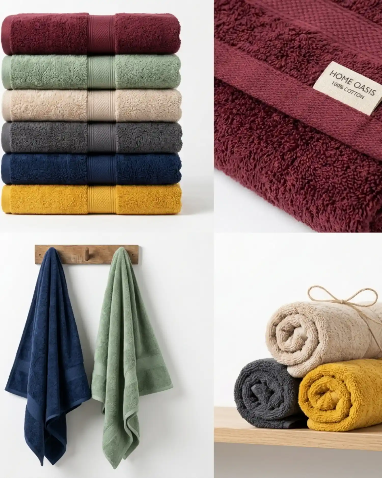 Pure cotton bath towels in multiple colours with soft 100% cotton terry texture, ideal for hotels and hospitality use