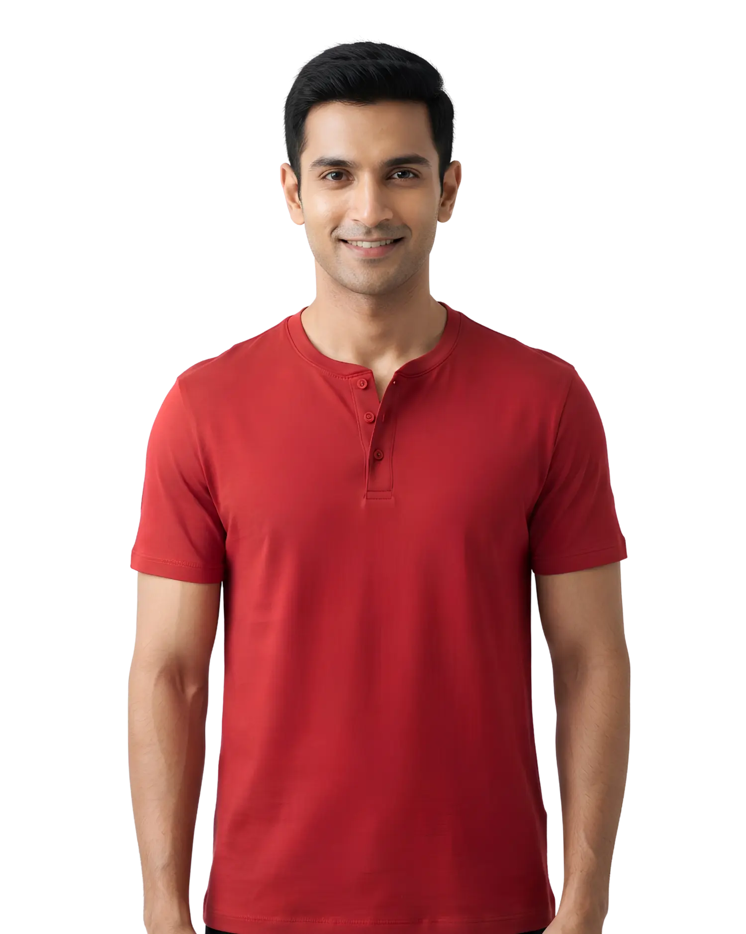 Red henley t shirt half sleeve for men