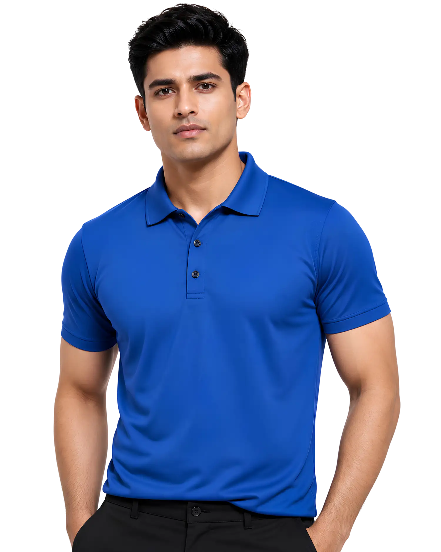 Royal blue cotton polo t shirt for men