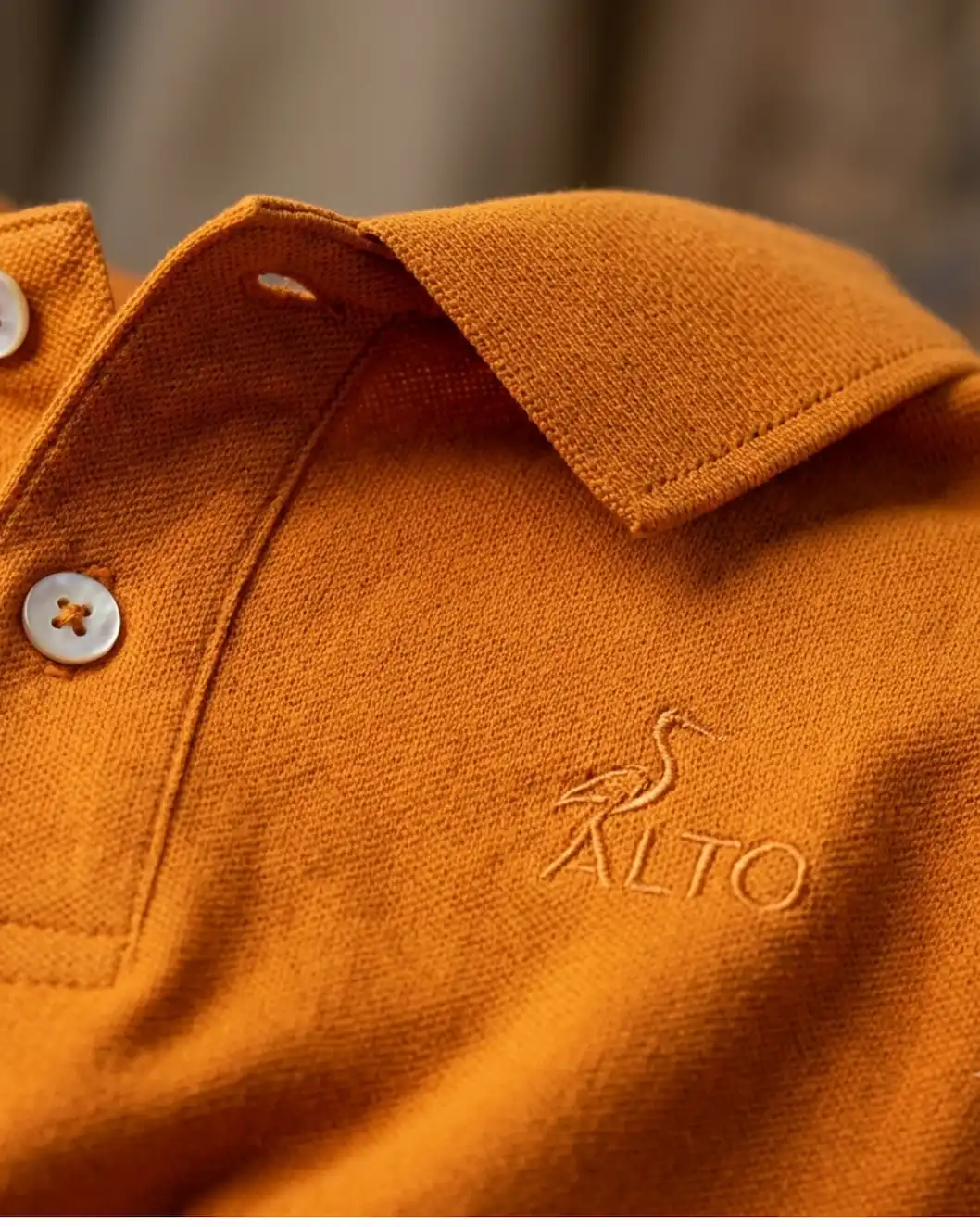 Saffron Colour T Shirt with Custom Logo Printing for Bulk Orders - Detail view