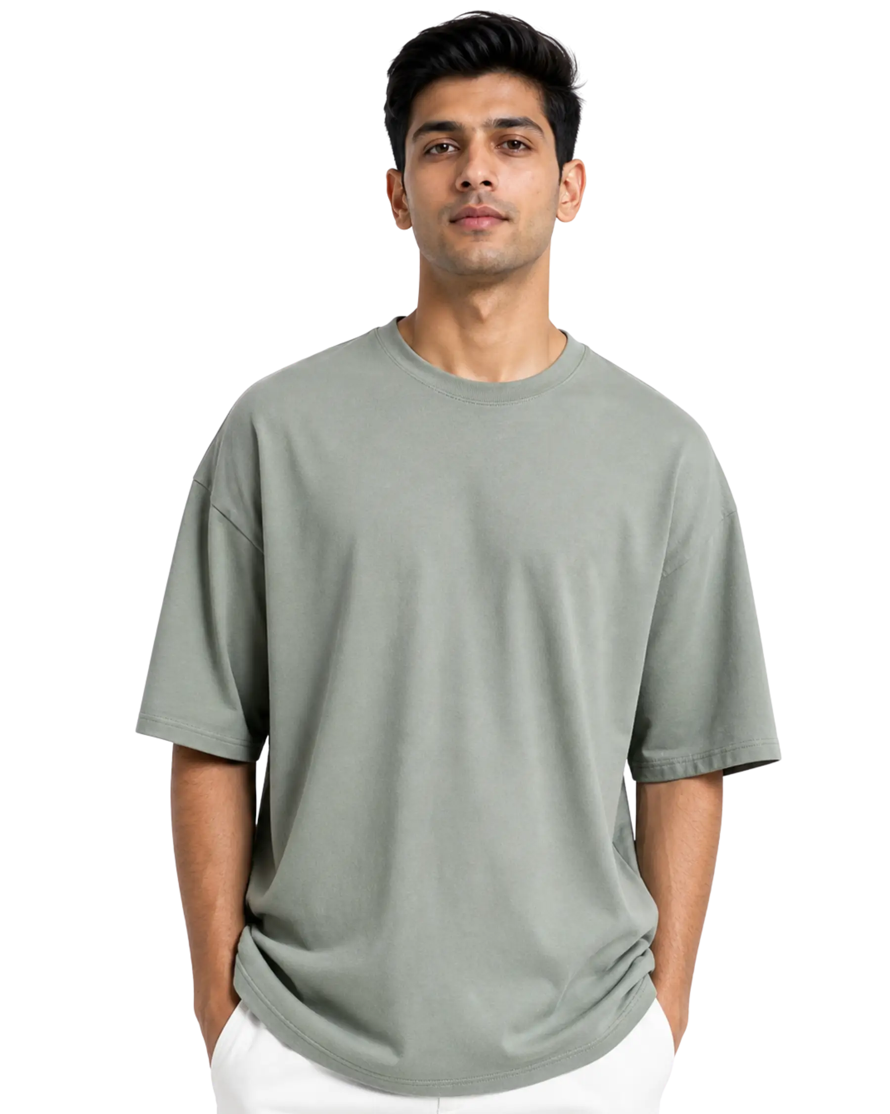 Sage green plain oversized t shirt for men for corporate merchandise