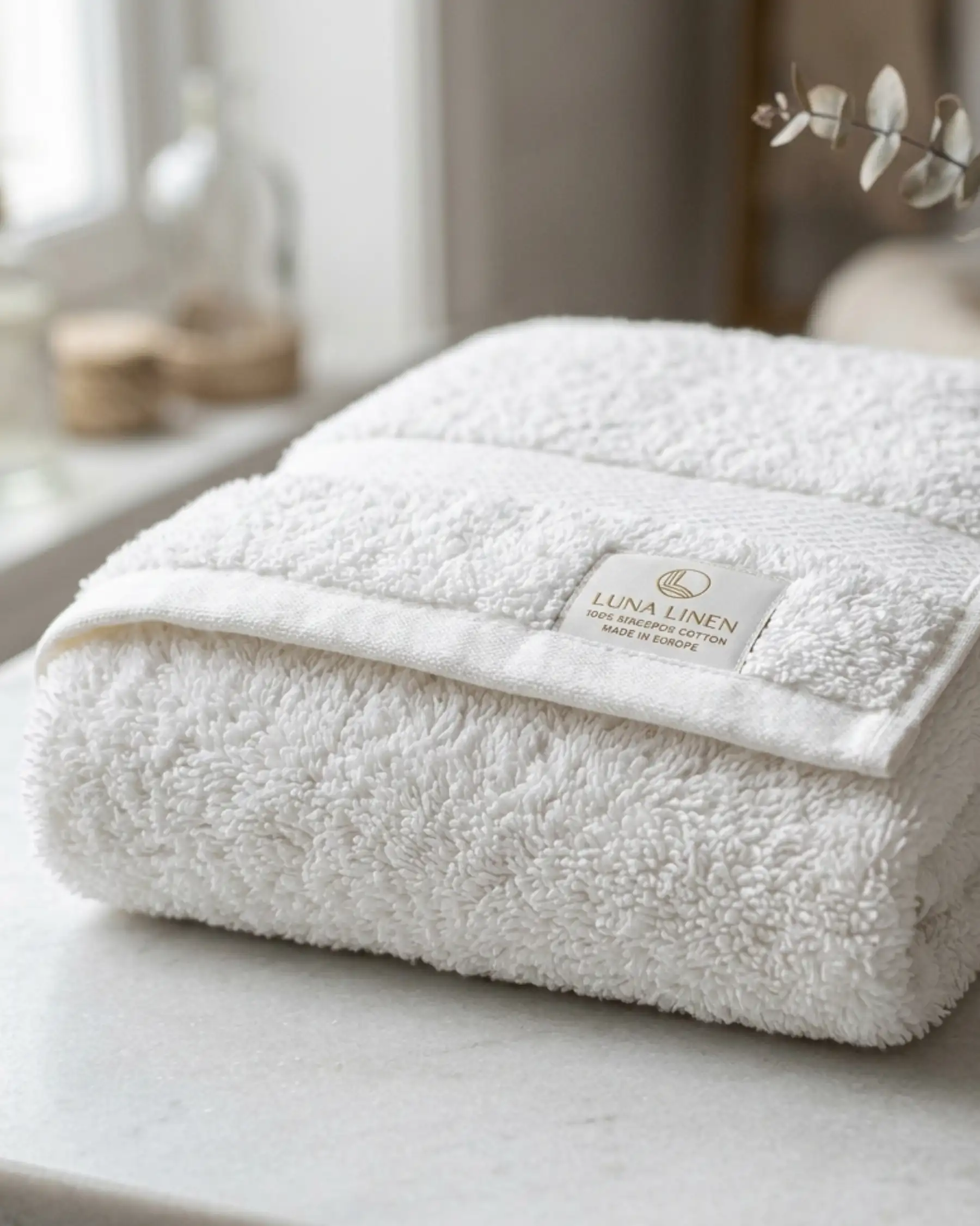 Close-up of soft ring spun cotton towel texture showing plush cotton loops