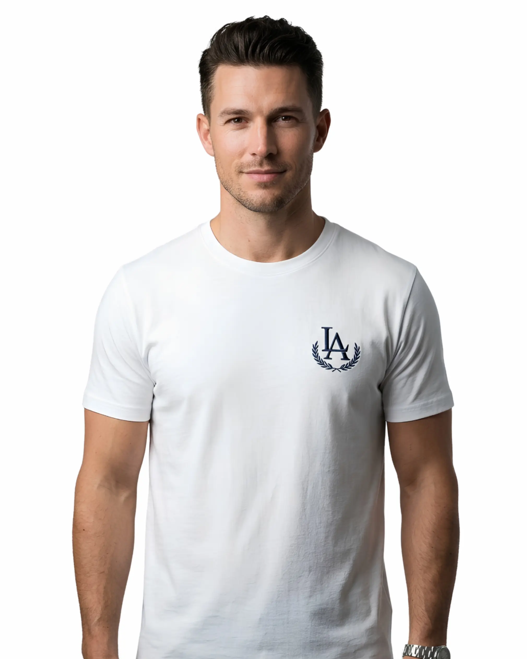 White Round Neck T Shirt for Men | Premium Cotton for Branding & Custom Printing - Detail view