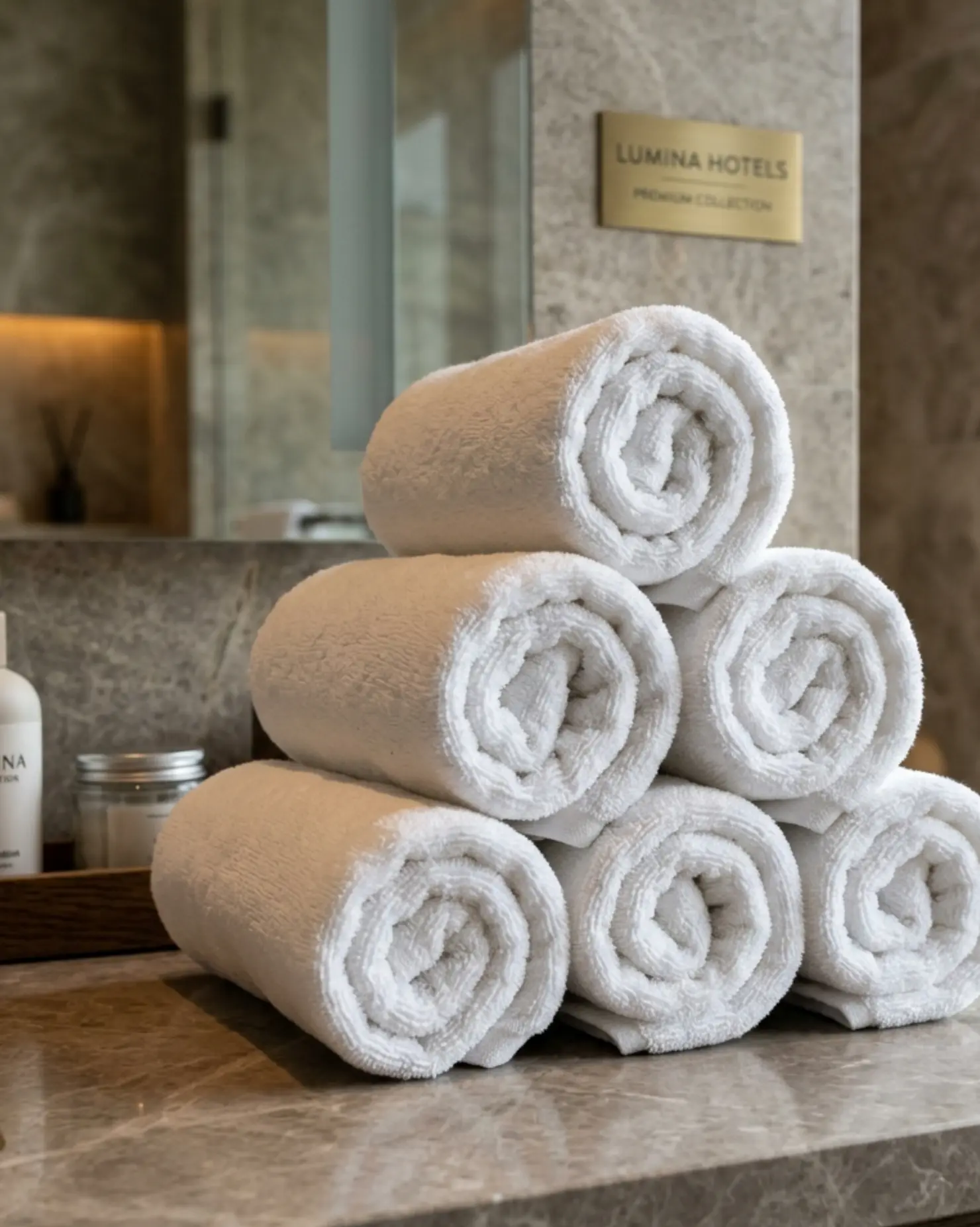 White face towel for men arranged for hotel, spa and hospitality use