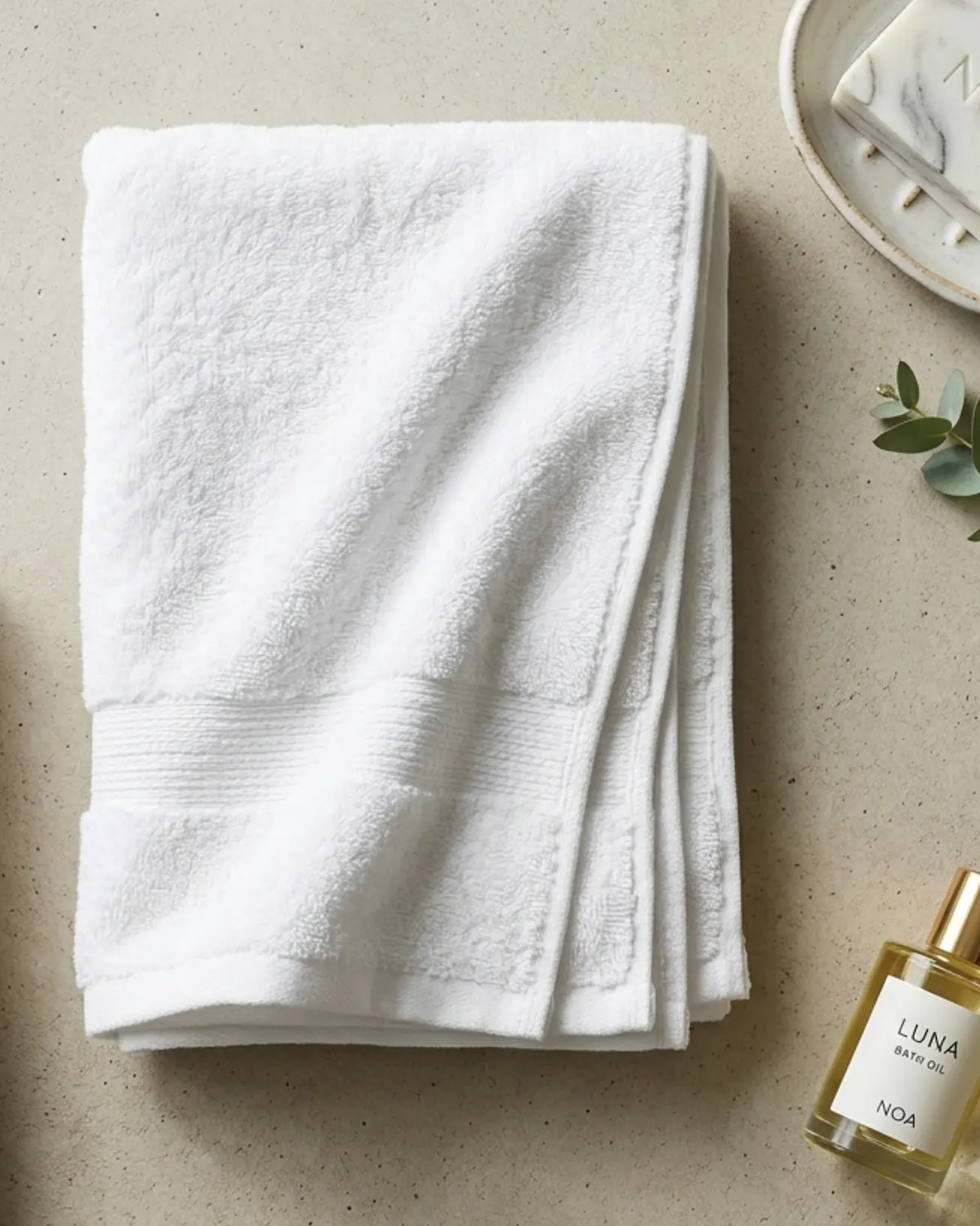 White hand towels made from soft cotton, suitable for bathroom and bulk use
